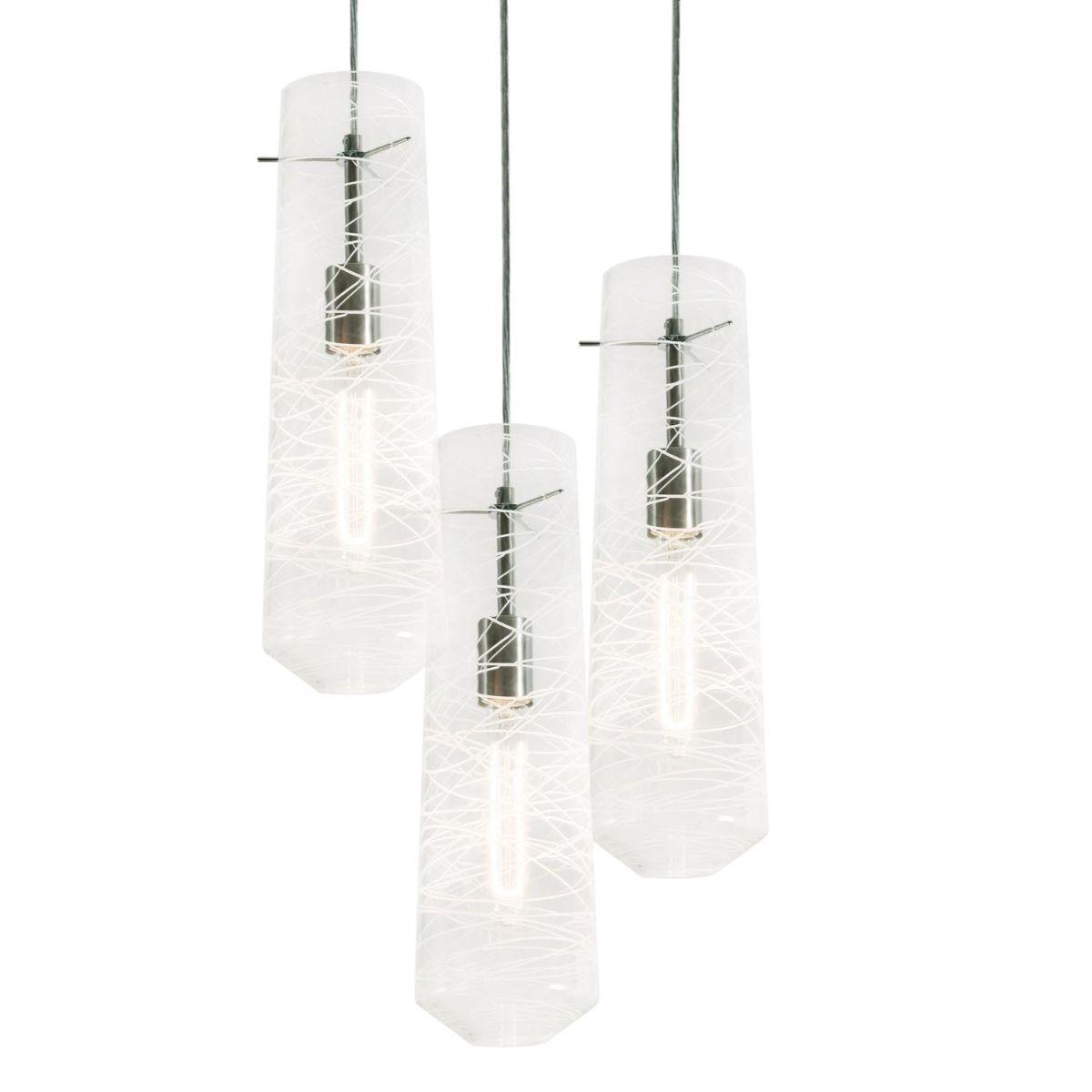 Spun 16 in. 3 Lights Pendant Light Satin Nickel Finish Clear Shade - Bees Lighting
