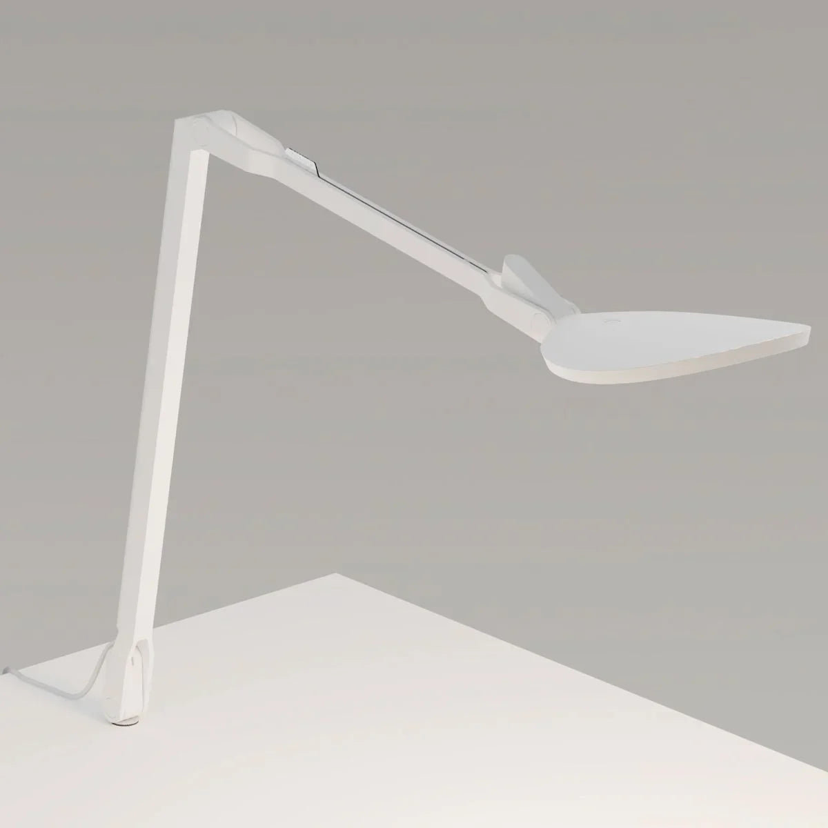 Splitty Reach Matte White Contemporary LED Desk Lamp with Through-Table Mount and USB Port - Bees Lighting