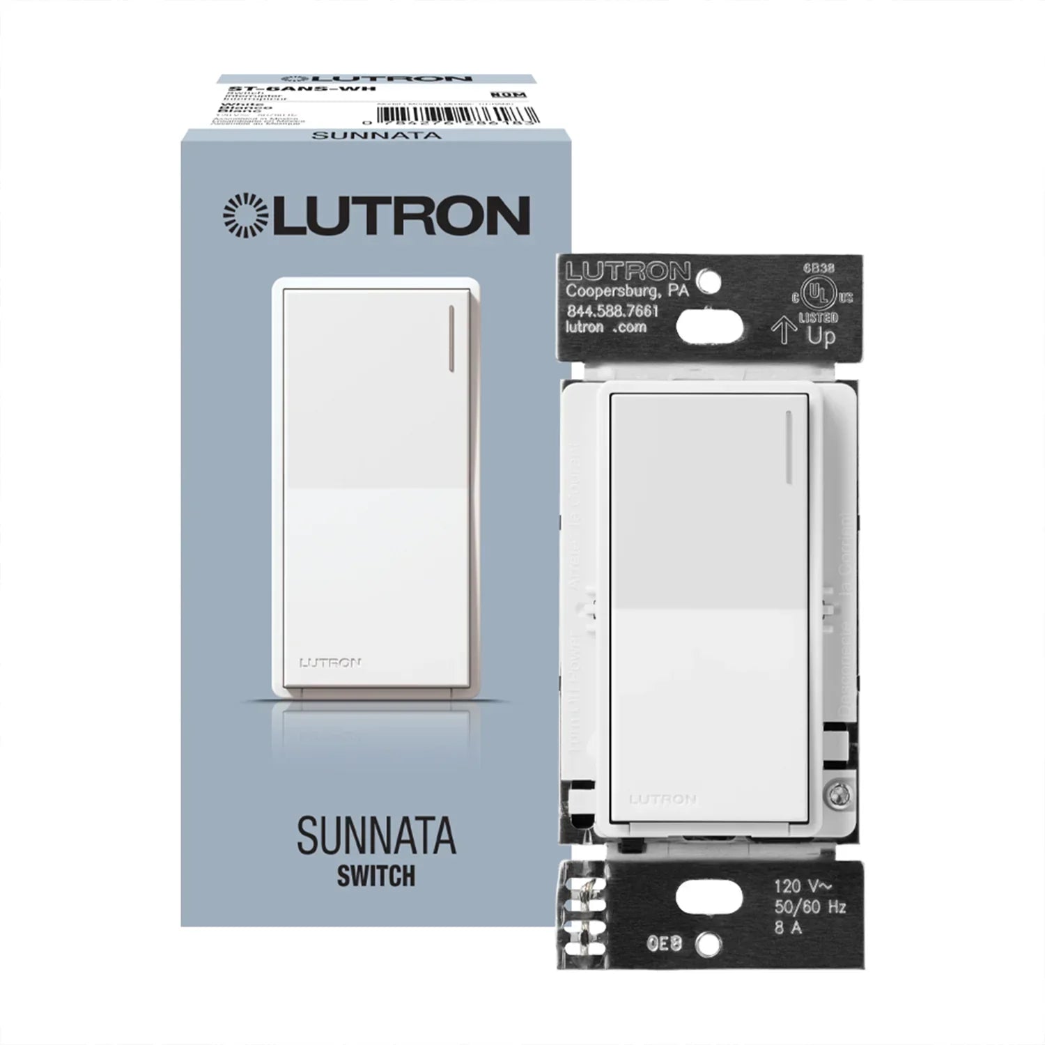 Sunnata Single Pole/Multi-Location Rocker Light Switch, White - Bees Lighting
