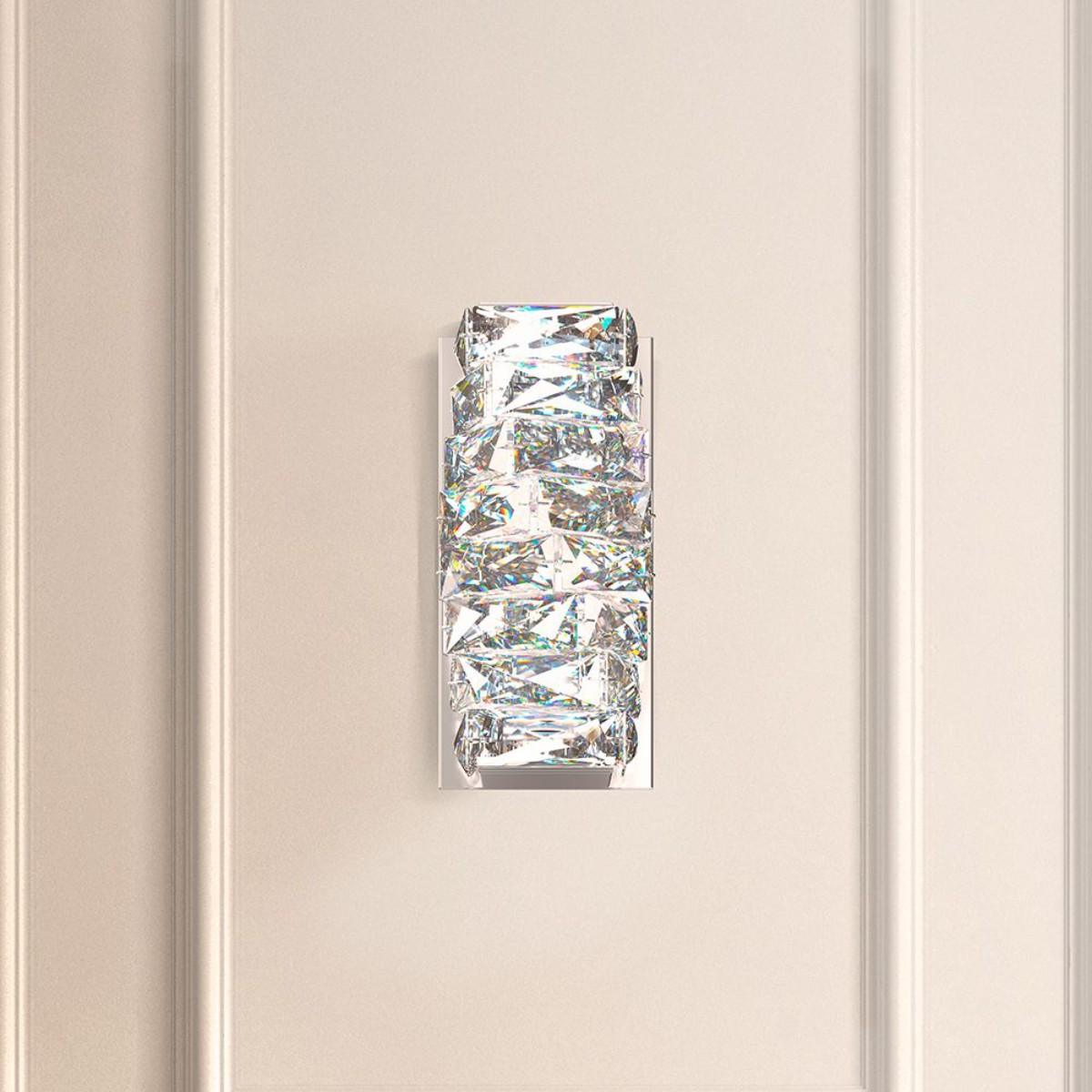 Glissando LED 10 inch. Stainless Steel Flush Mount Sconce with Crystals from Swarovski