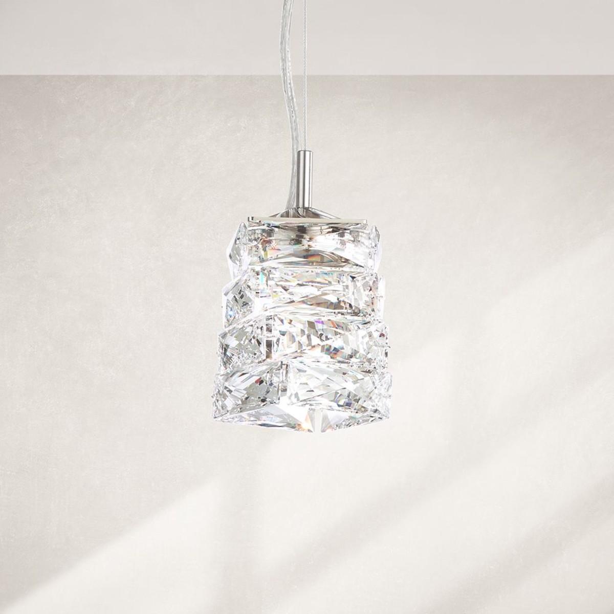Glissando LED 5 inch Stainless Steel Modern Pendant Light with Crystals from Swarovski
