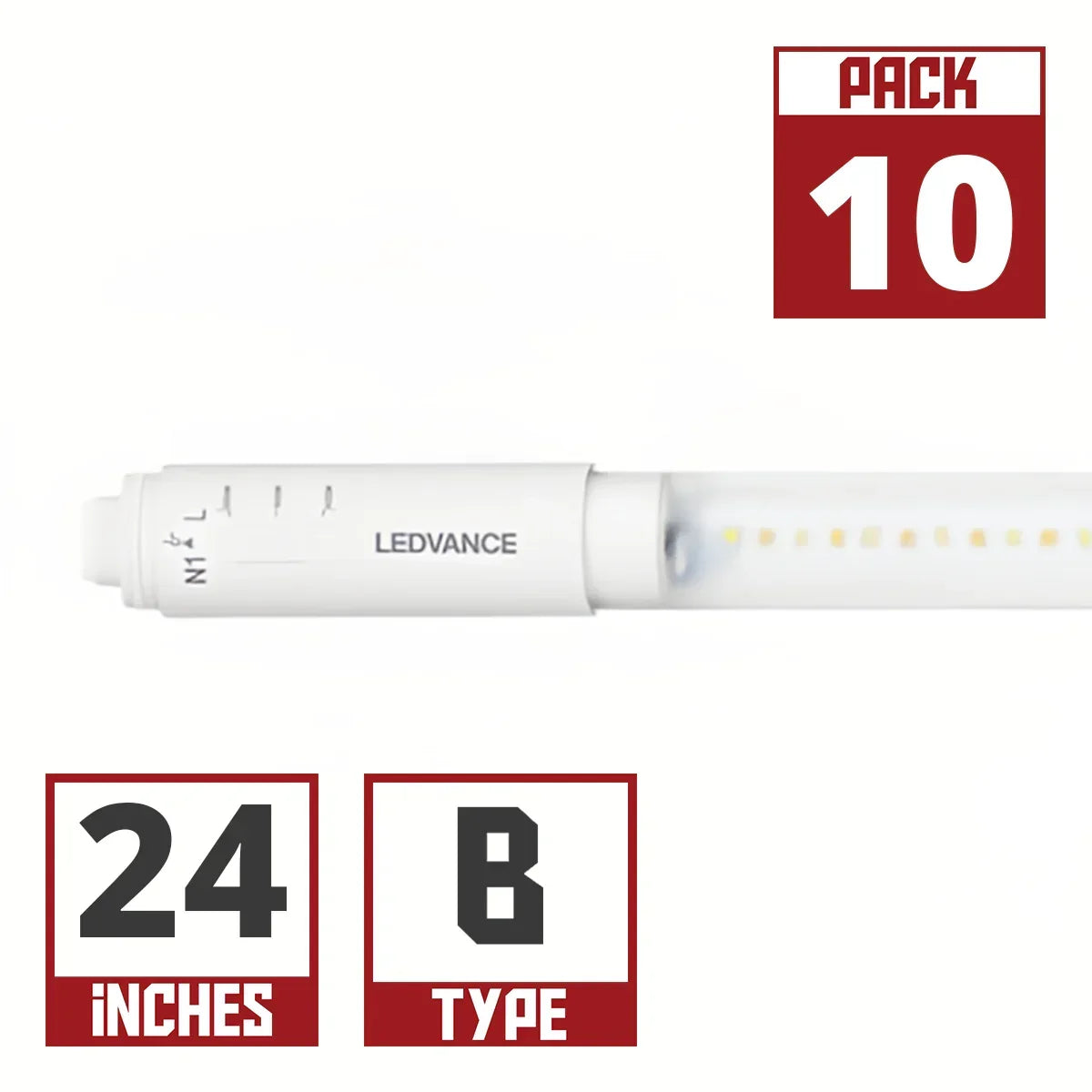 360° LED T8 Sign Lamp, 24 in, 9W 1300 Lm, 40K|50K|65K, R17D Base, 10-Pack - Bees Lighting