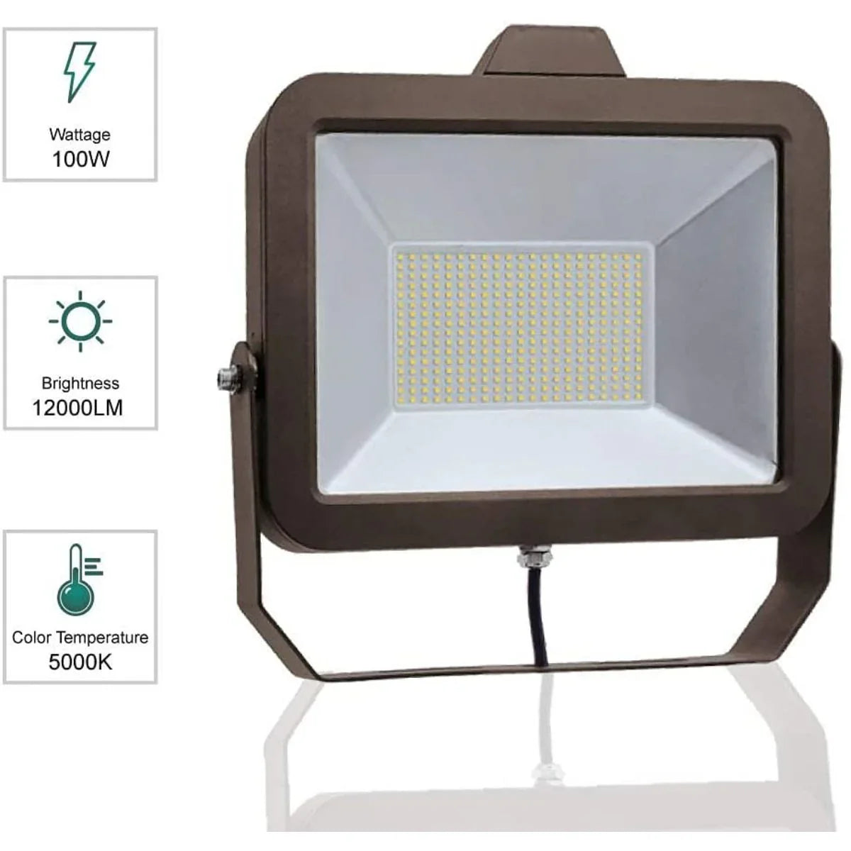 LED Flood Light, 12300 Lumens, 100W, 5000K, Trunnion Mount, 120-277V - Bees Lighting