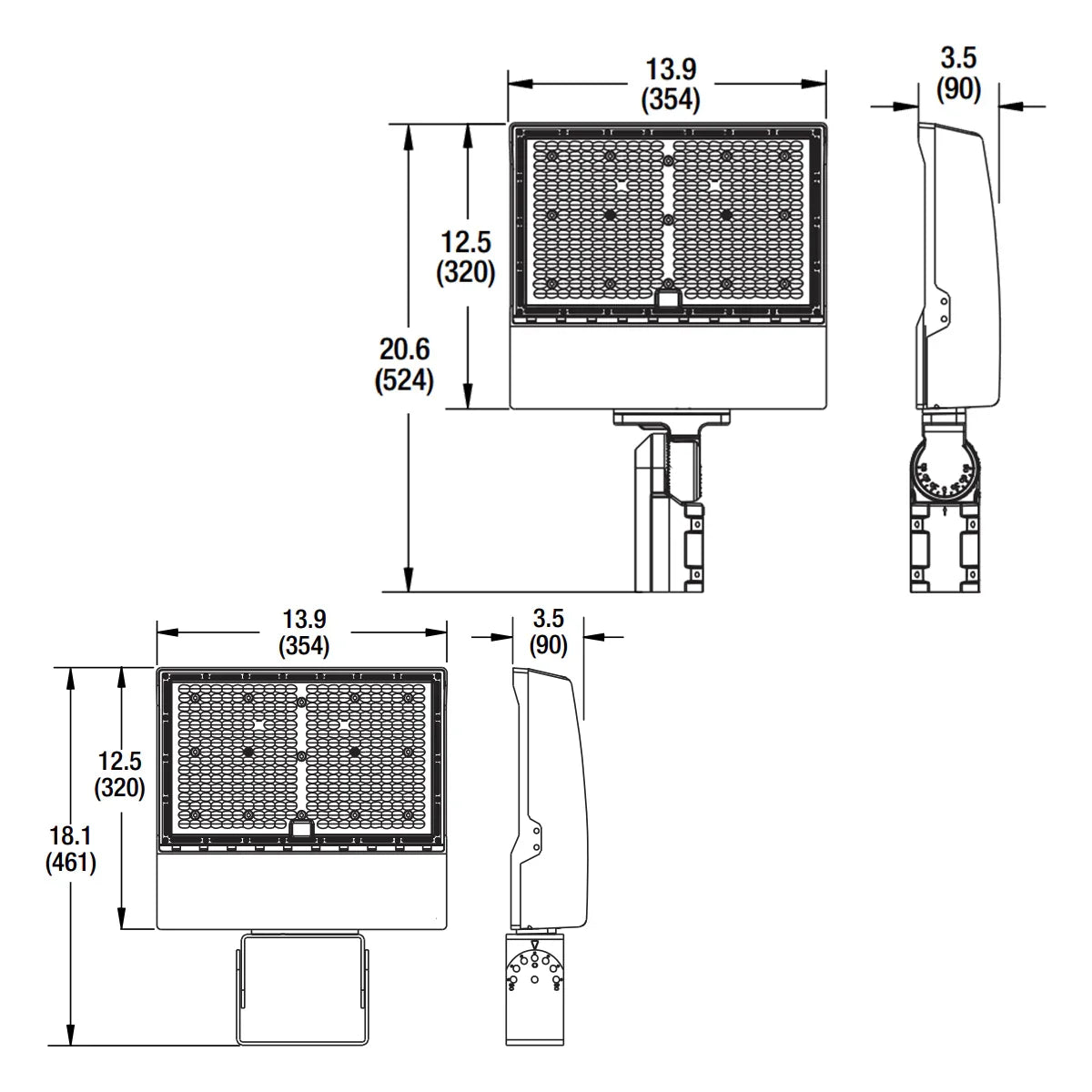 LED Flood Light, 34000 Lm, 255W, 30K/40K/50K, Slipfitter & Trunnion, 120-277V - Bees Lighting