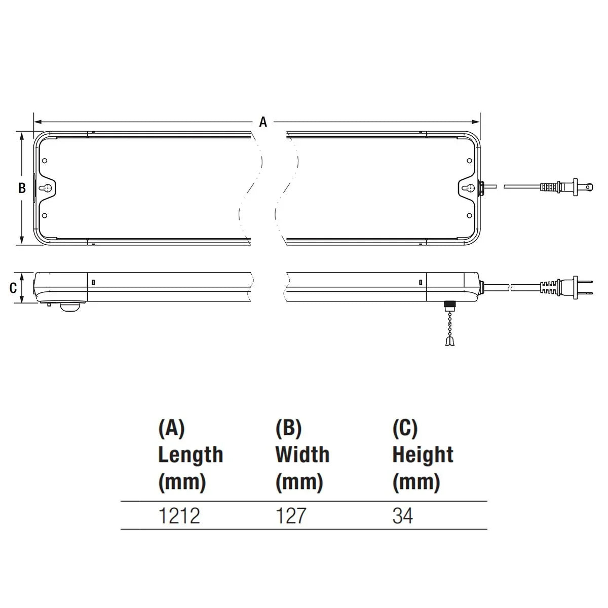4ft LED Wraparound Light, 48W, 4500 Lumens, 4000K, 120V, Pull Chain