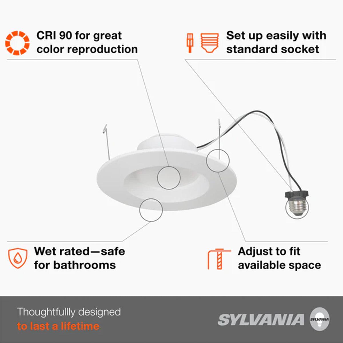 5/6'' Recessed LED Retrofit Can Light, 65W Equal, 625 Lumens, 3000K, Smooth White Trim (Pack of 4)