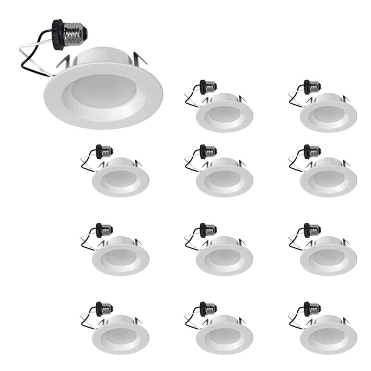 4'' Recessed LED Retrofit Can Light, 50W Equal, 550 Lumens, 3000K, Smooth White Trim (Pack of 12)