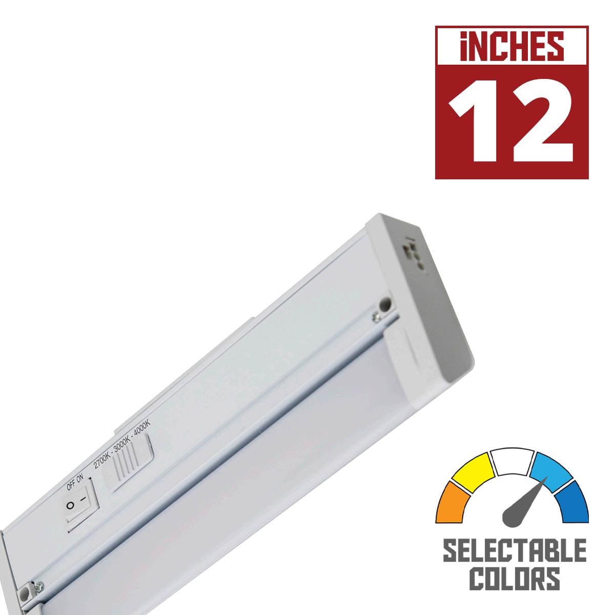 12 Inch Under Cabinet LED Light with Tilting Lens, 600 Lumens, Interconnectable, CCT Selectable 27K/30K/40K, 120V - Bees Lighting