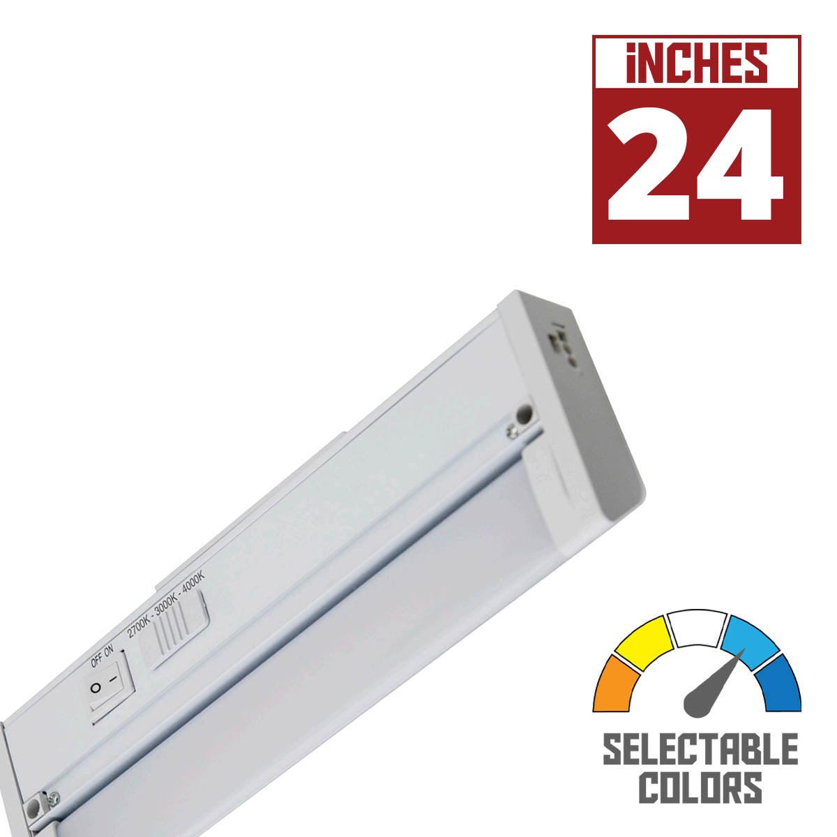 24 Inch Under Cabinet LED Light with Titling Lens, 1200 Lumens, Interconnectable, CCT Selectable 27K/30K/40K, 120V - Bees Lighting