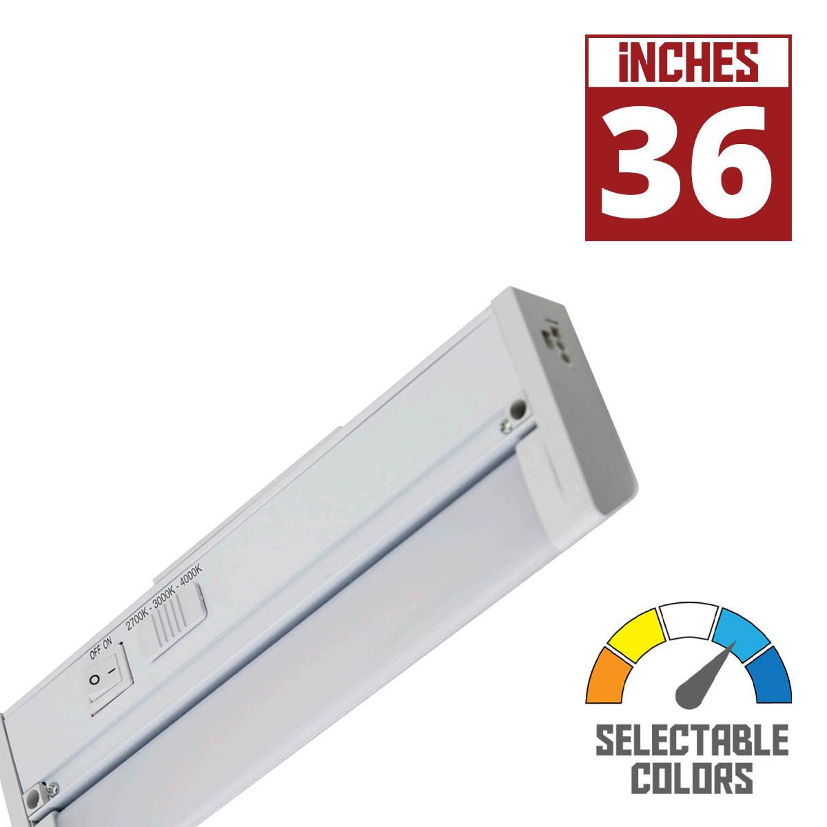 36 Inch Under Cabinet LED Light with Tilting Lens, 1900 Lumens, Interconnectable, CCT Selectable 27K/30K/40K, 120V - Bees Lighting