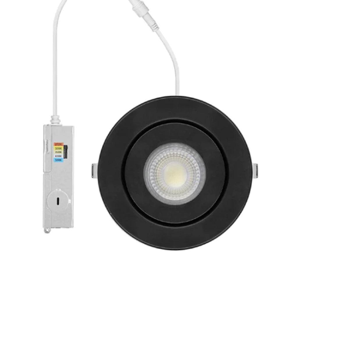 3 inch LED Gimbal Retrofit Downlight, 7 Watt, 500 Lumens, Selectable CCT, 2700K to 5000K, Adjustable Trim, Black Finish