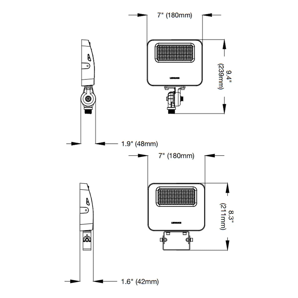 LED Flood Light, 4350 lm, 30W, 30K/40K/50K, Kunckle & Trunnion, 120-347V, Bronze - Bees Lighting