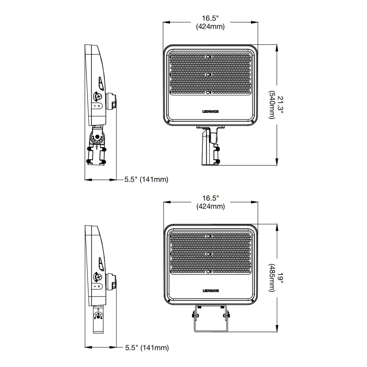 LED Flood Light, 43500 lm, 300W, 30K/40K/50K, Slipfitter & Trunnion, 120-347V, Bronze - Bees Lighting