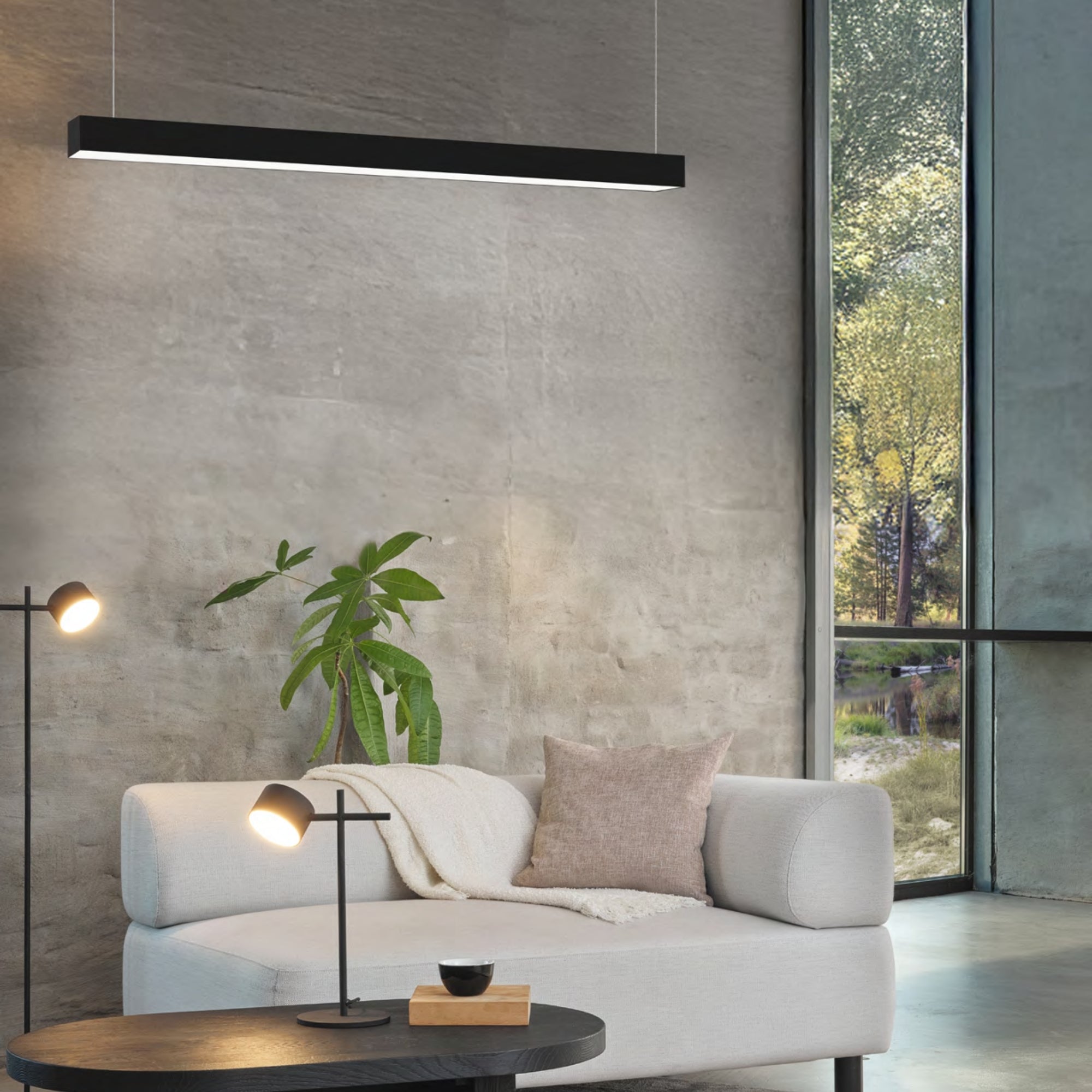 8ft LED Linear Light, 98W, 9800lm, 30K/35K/40K, 120-277V, Pendant Mount