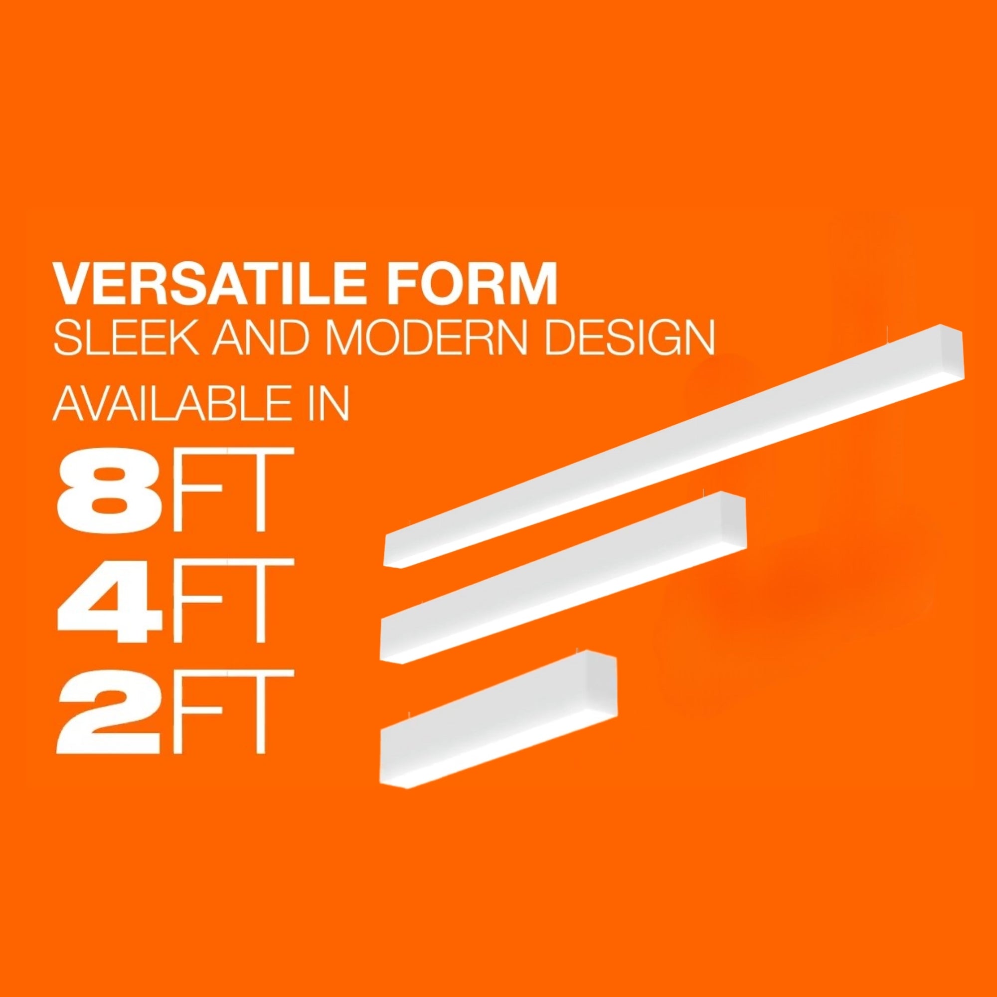 8ft LED Linear Light, 68W, 6800lm, 30K/35K/40K, 120-277V, Surface Mount