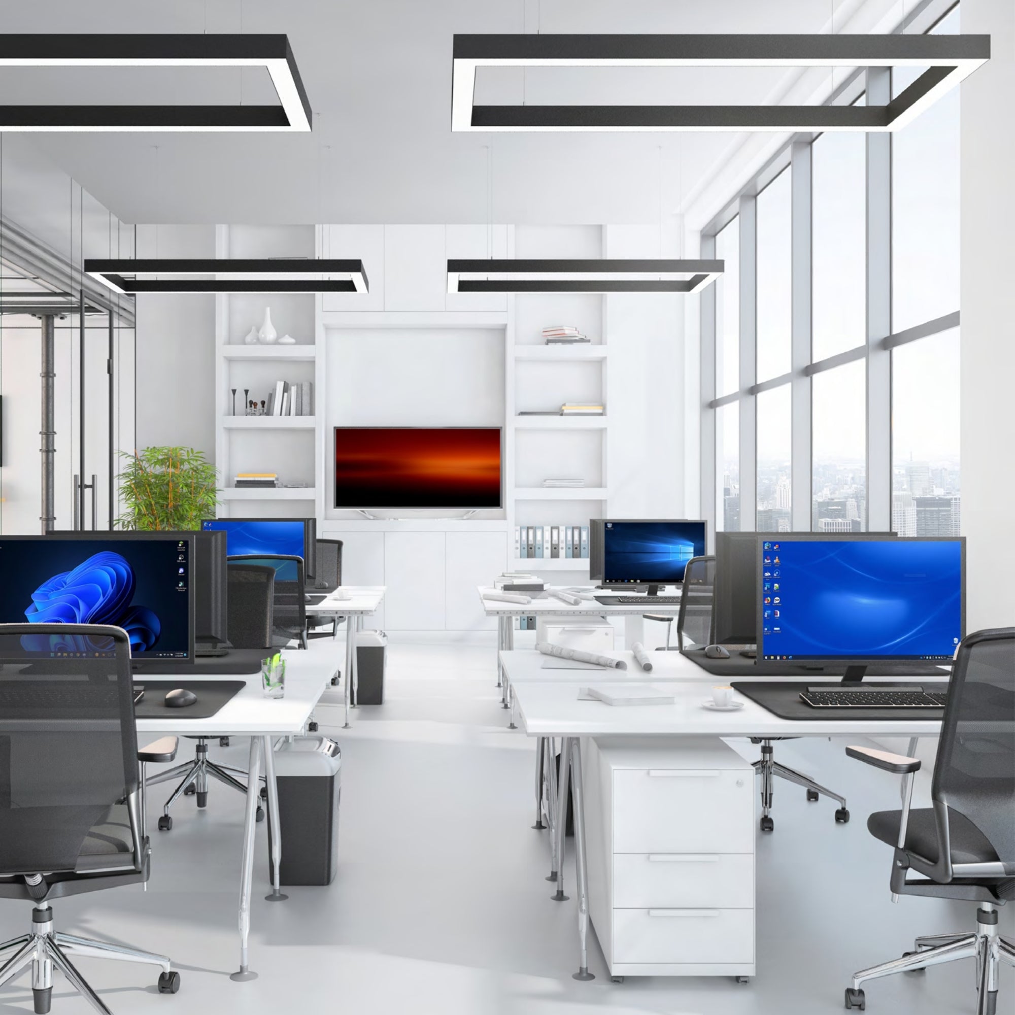 8ft LED Linear Light, 98W, 9800lm, 30K/35K/40K, 120-277V, Pendant Mount