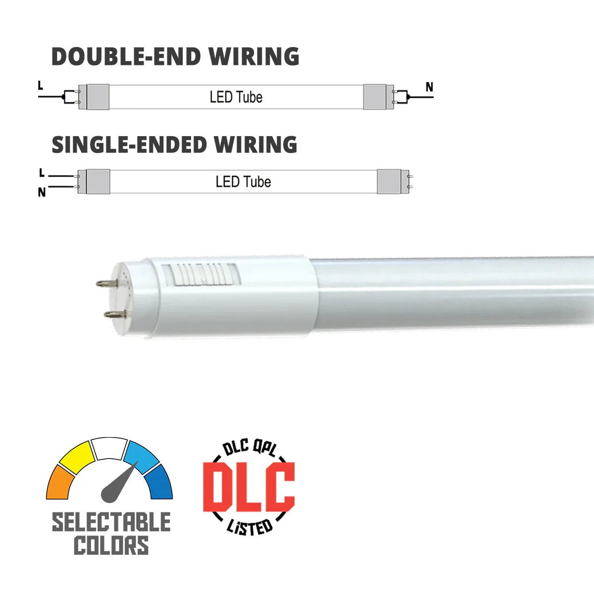 4ft LED T8 Tube, 10.5W|12W|14W, 2300lm, 30K to 65K, Ballast Bypass, 25-Pack - Bees Lighting