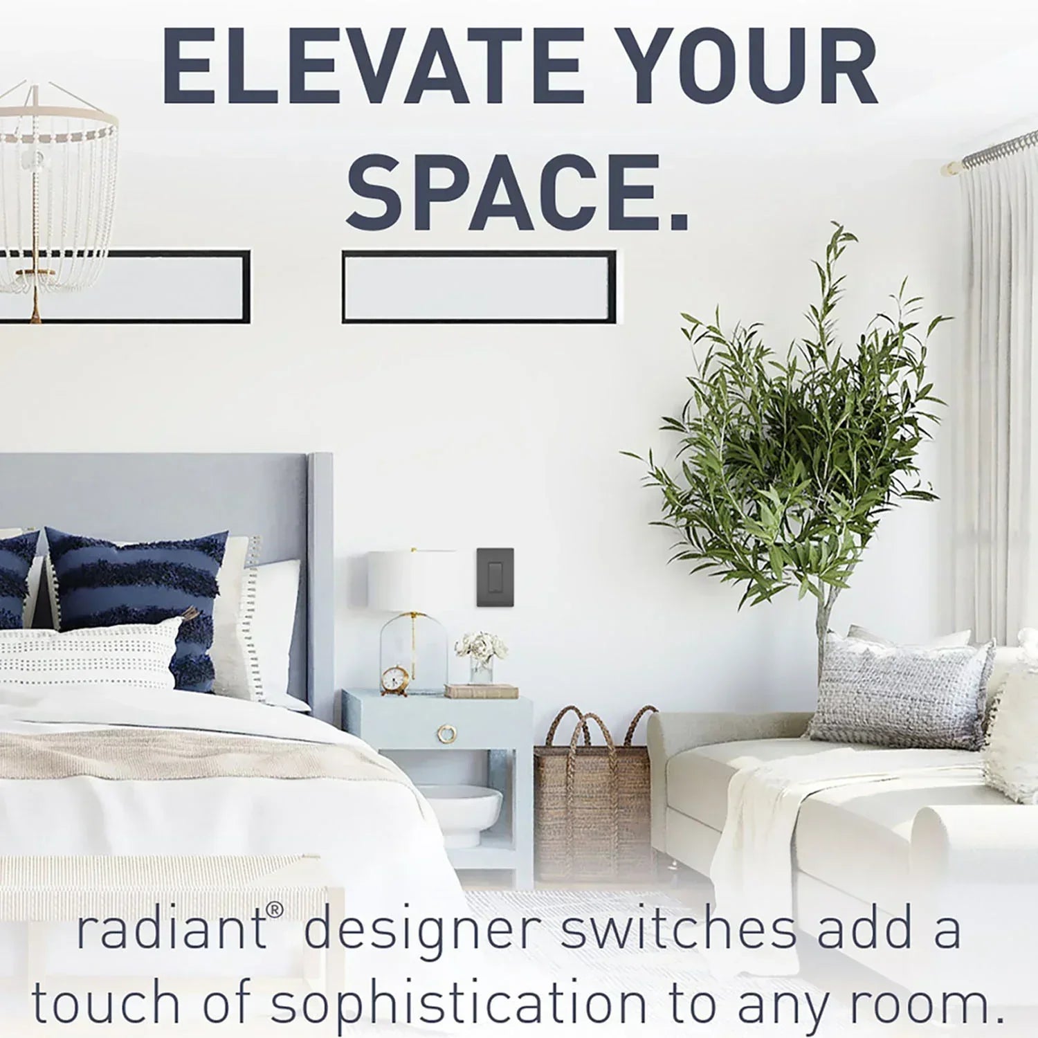 radiant Single-Pole Rocker Light Switch, 15-Amp, 120V, Black - Bees Lighting