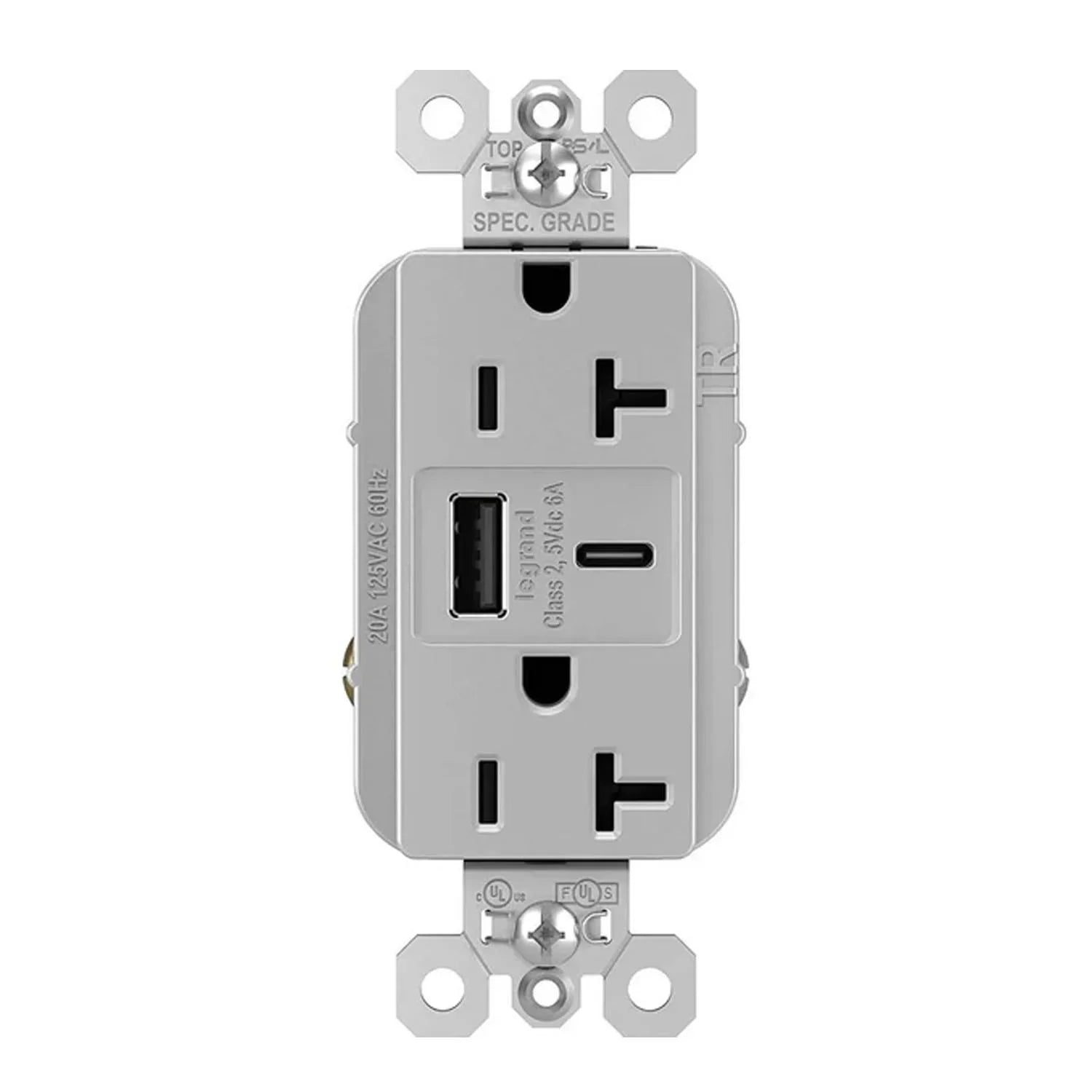 Legrand TR20USBAC6 Tamper Resistant 20A Duplex Receptacle with USB Type A/C - Bees Lighting