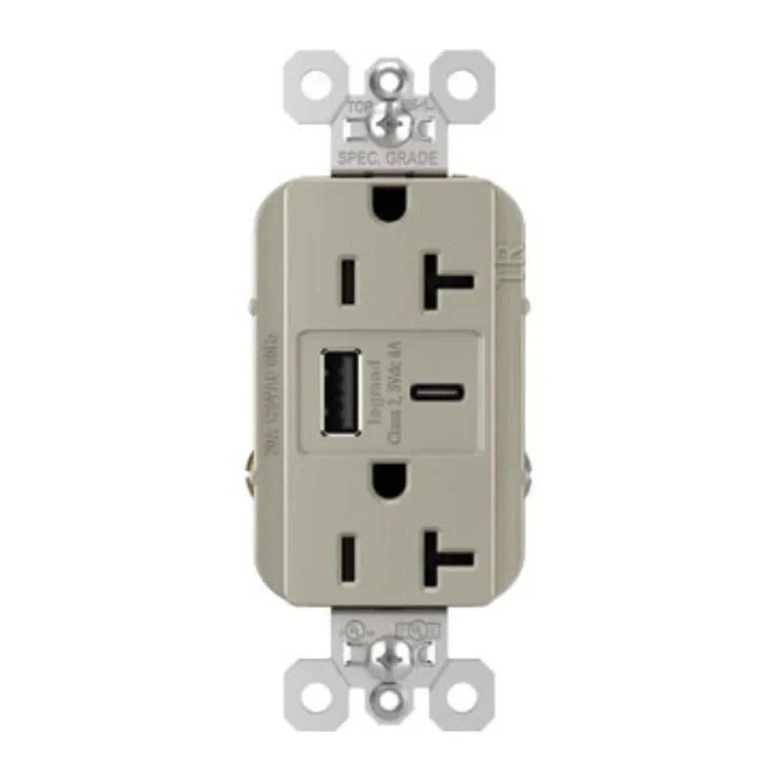 Legrand TR20USBAC6 Tamper Resistant 20A Duplex Receptacle with USB Type A/C - Bees Lighting