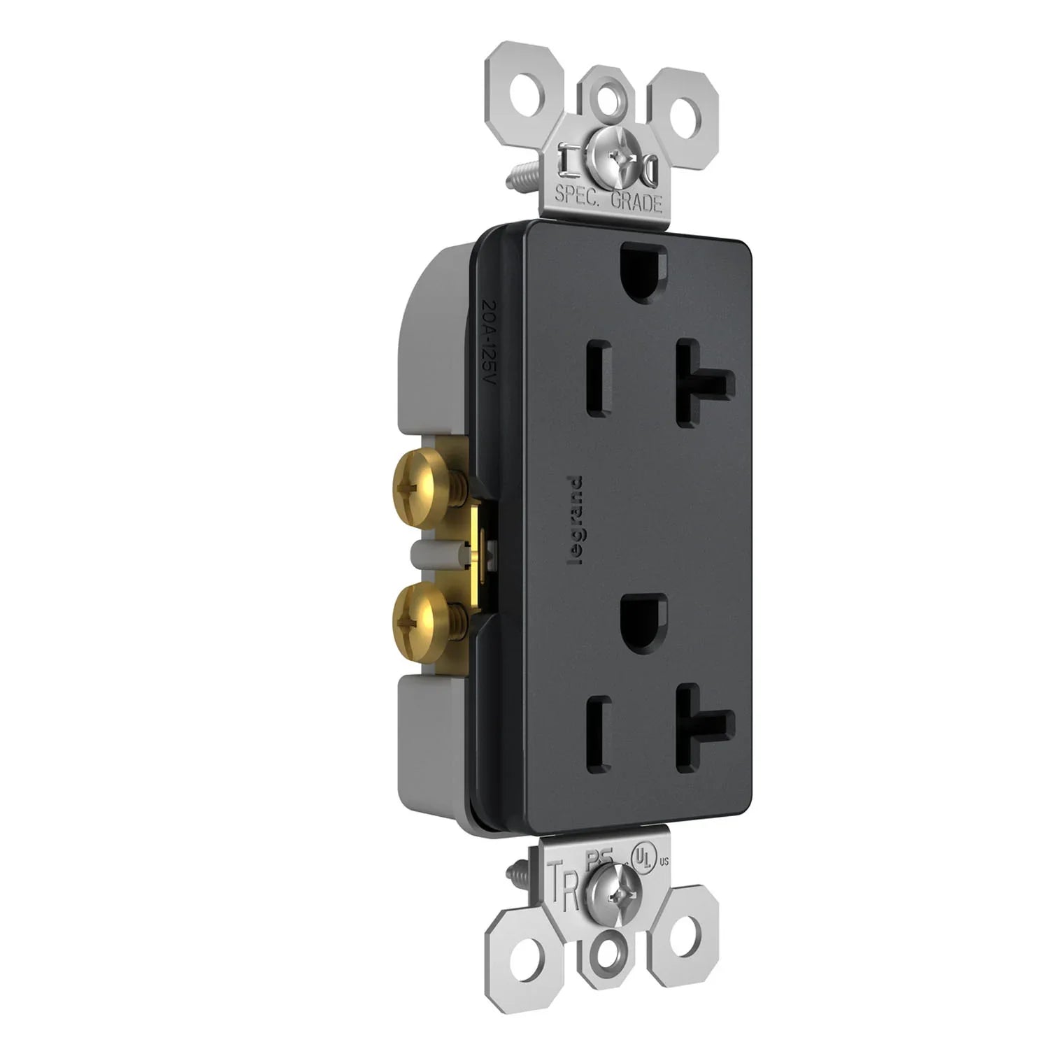 radiant Spec Grade 20A Duplex Tamper-Resistant Receptacle, Graphite - Bees Lighting
