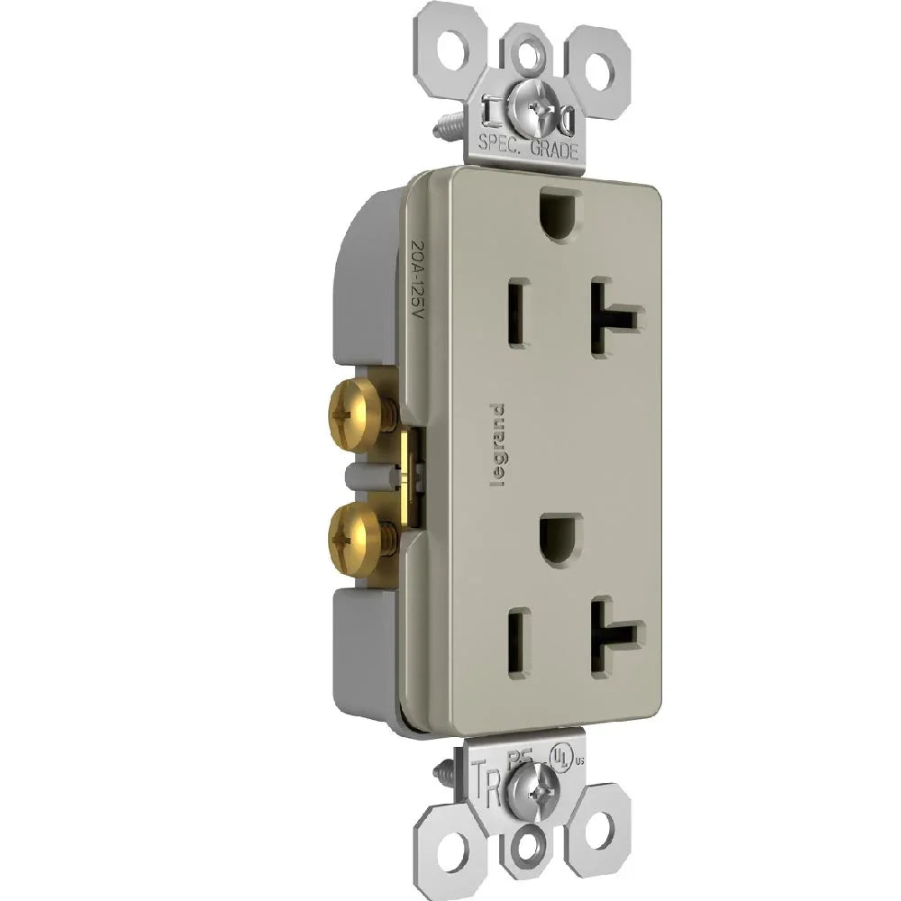radiant Spec Grade 20A Duplex Tamper-Resistant Receptacle, Nickel - Bees Lighting