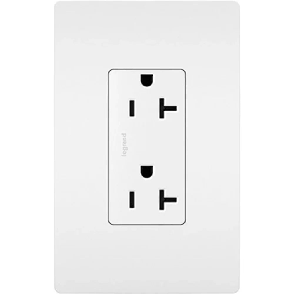 radiant Spec Grade 20A Duplex Tamper-Resistant Receptacle, White - Bees Lighting
