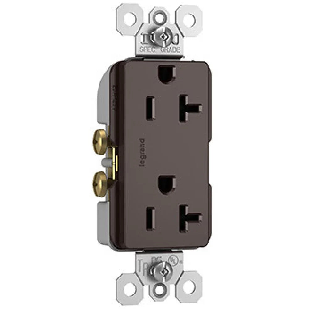 radiant Spec Grade 20A Duplex Tamper-Resistant Receptacle, Brown - Bees Lighting