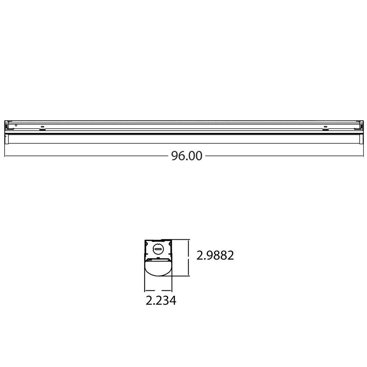 8ft LED Strip Light Fixture, Tandem Fixture, Narrow Lens, 120-277V