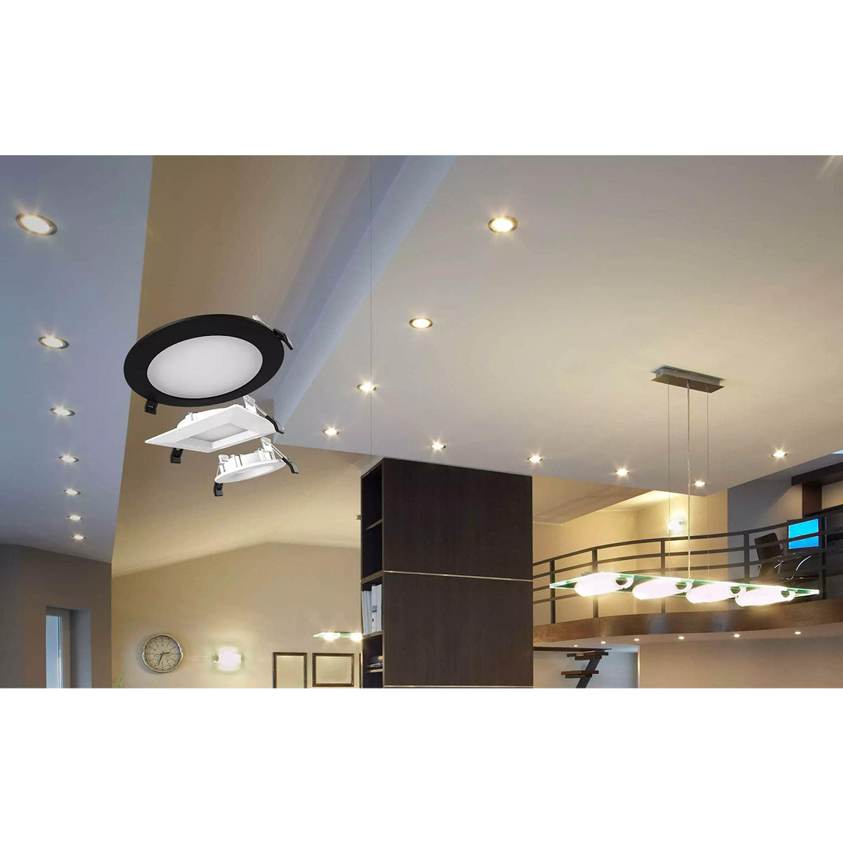 8" Wafer Commercial Downlight, 2100 Lm, 5-CCT, 120-277V, White Smooth Trim - Bees Lighting
