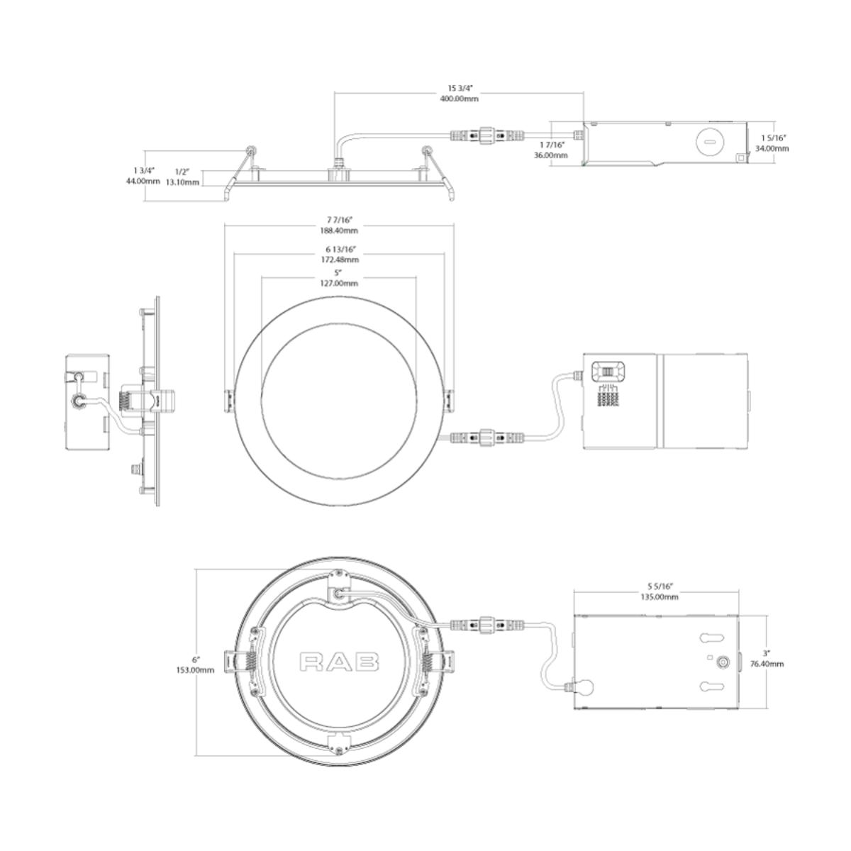 6" Wafer Commercial Downlight, 1300 Lm, 5-CCT, 120-277V, White Smooth Trim - Bees Lighting