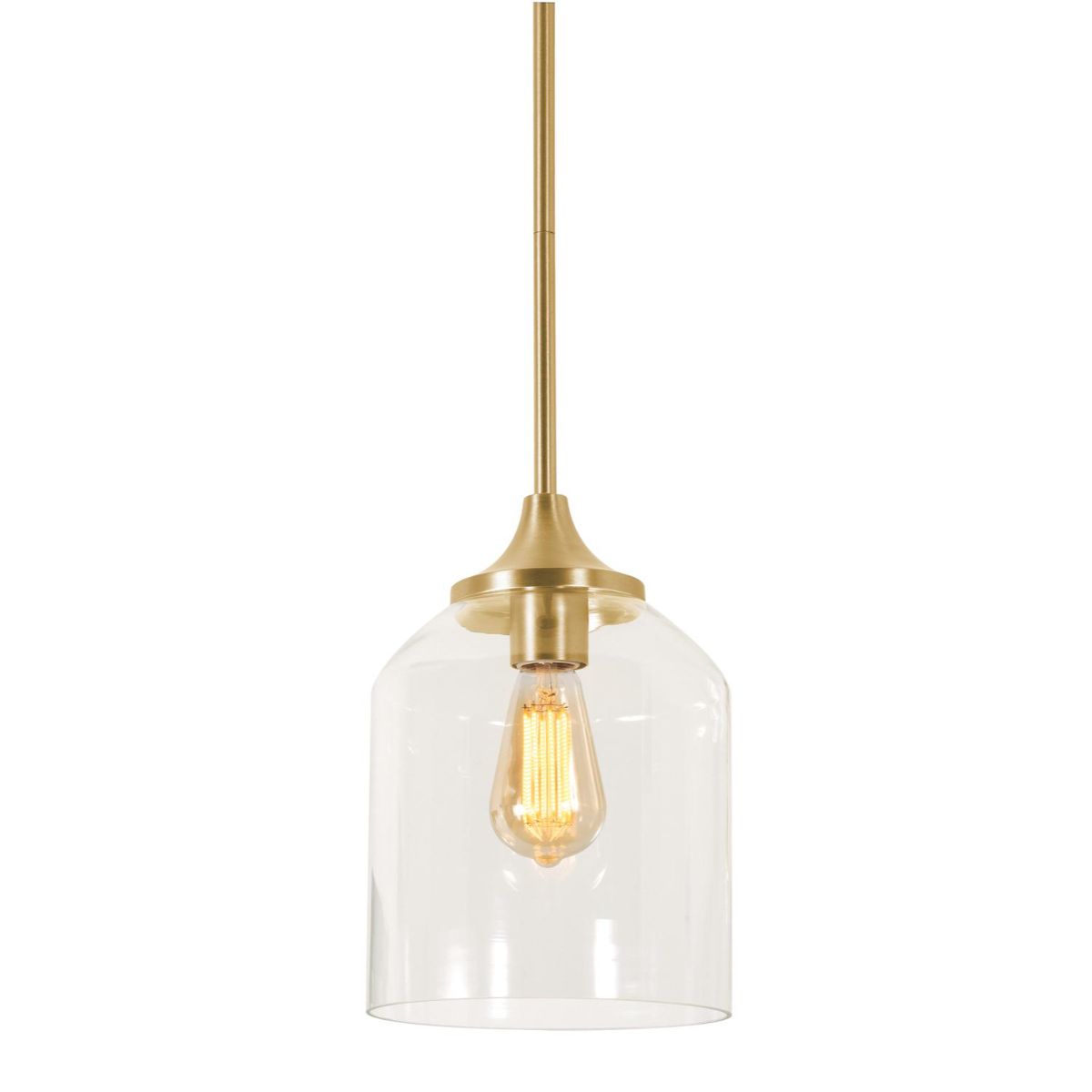 William 8 In. Pendant Light Satin Brass Finish - Bees Lighting