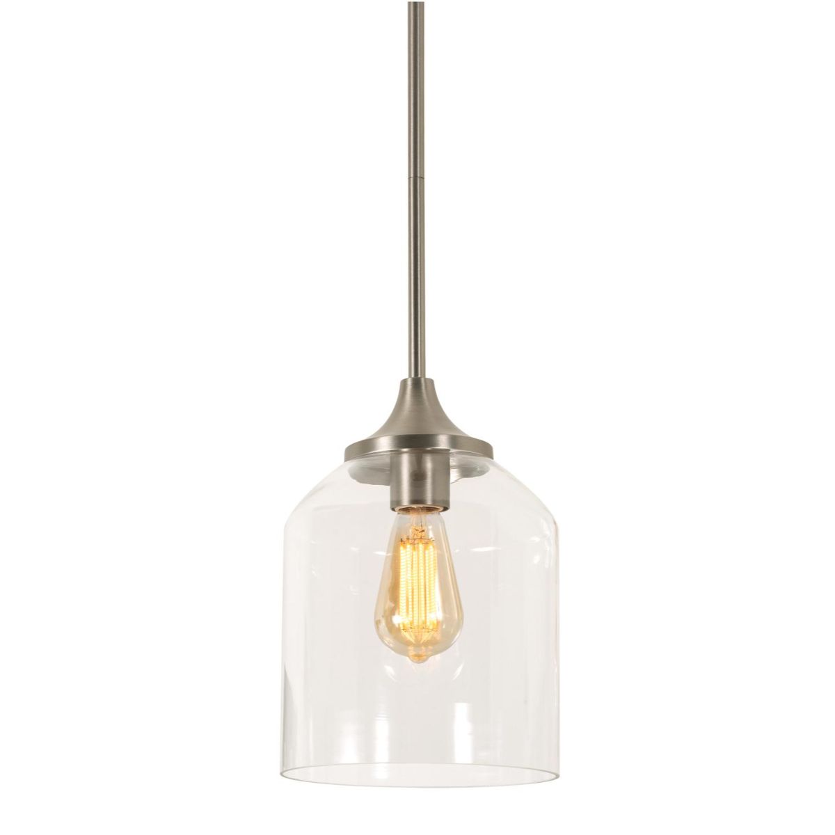 William 8 In. Pendant Light Satin Nickel Finish - Bees Lighting