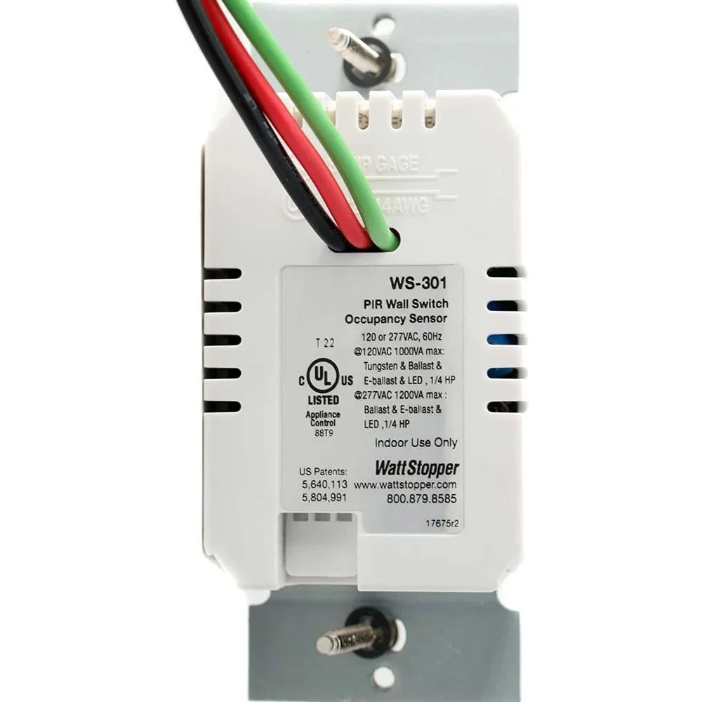 Wattstopper PIR 180° Occupancy motion Sensor Wall Switch, 1200W, 120-277V,White - Bees Lighting