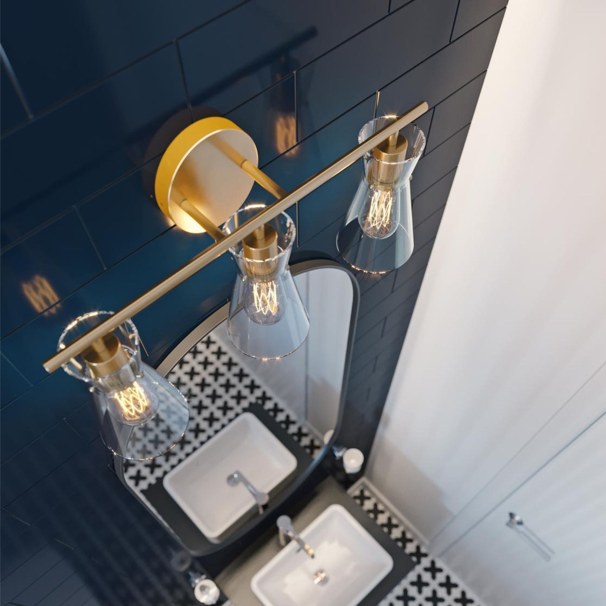 Amanda 22 in. 3 lights Vanity Light Satin Brass finish - Bees Lighting