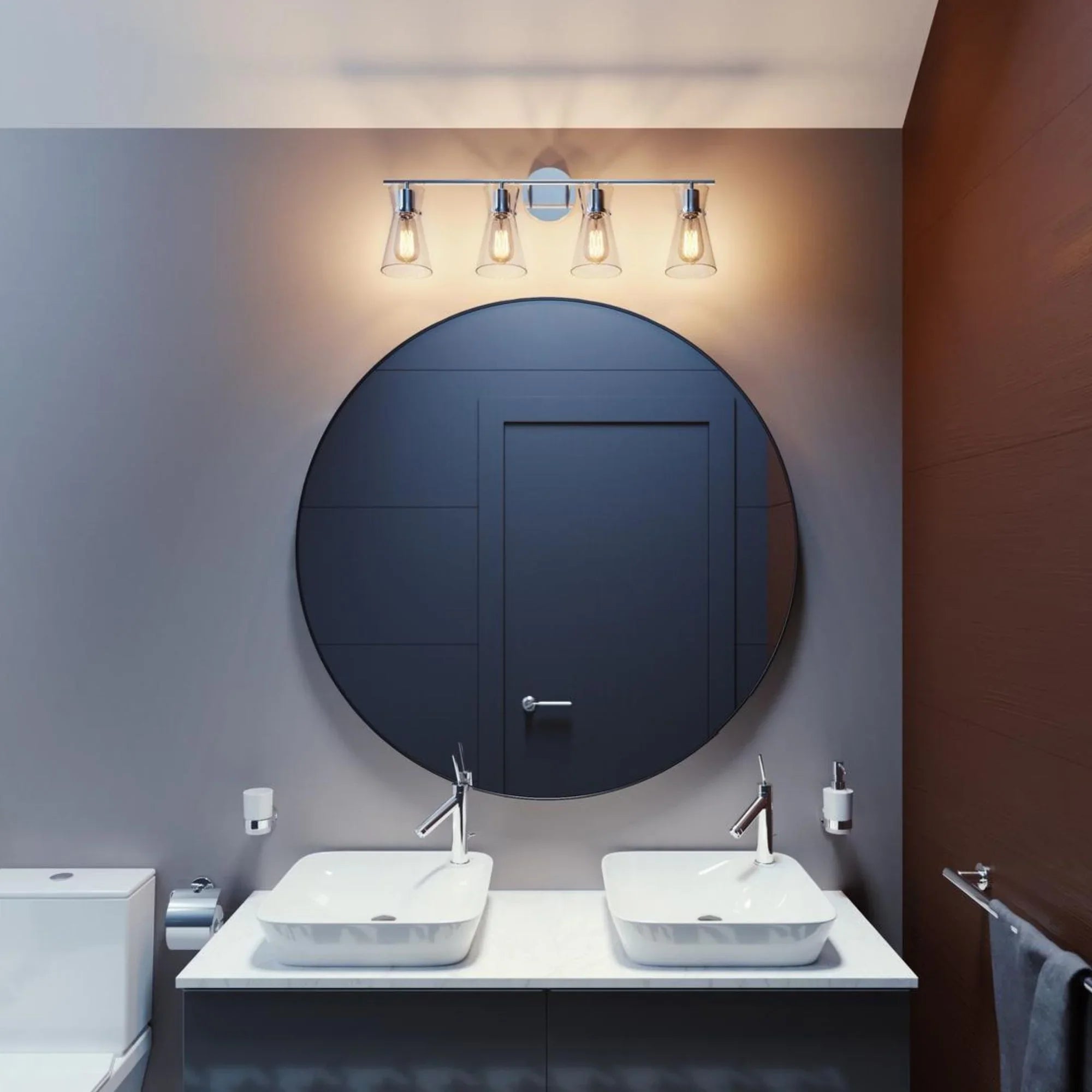 Amanda 31" 4-Light Vanity, Polished Chrome Finish - Bees Lighting