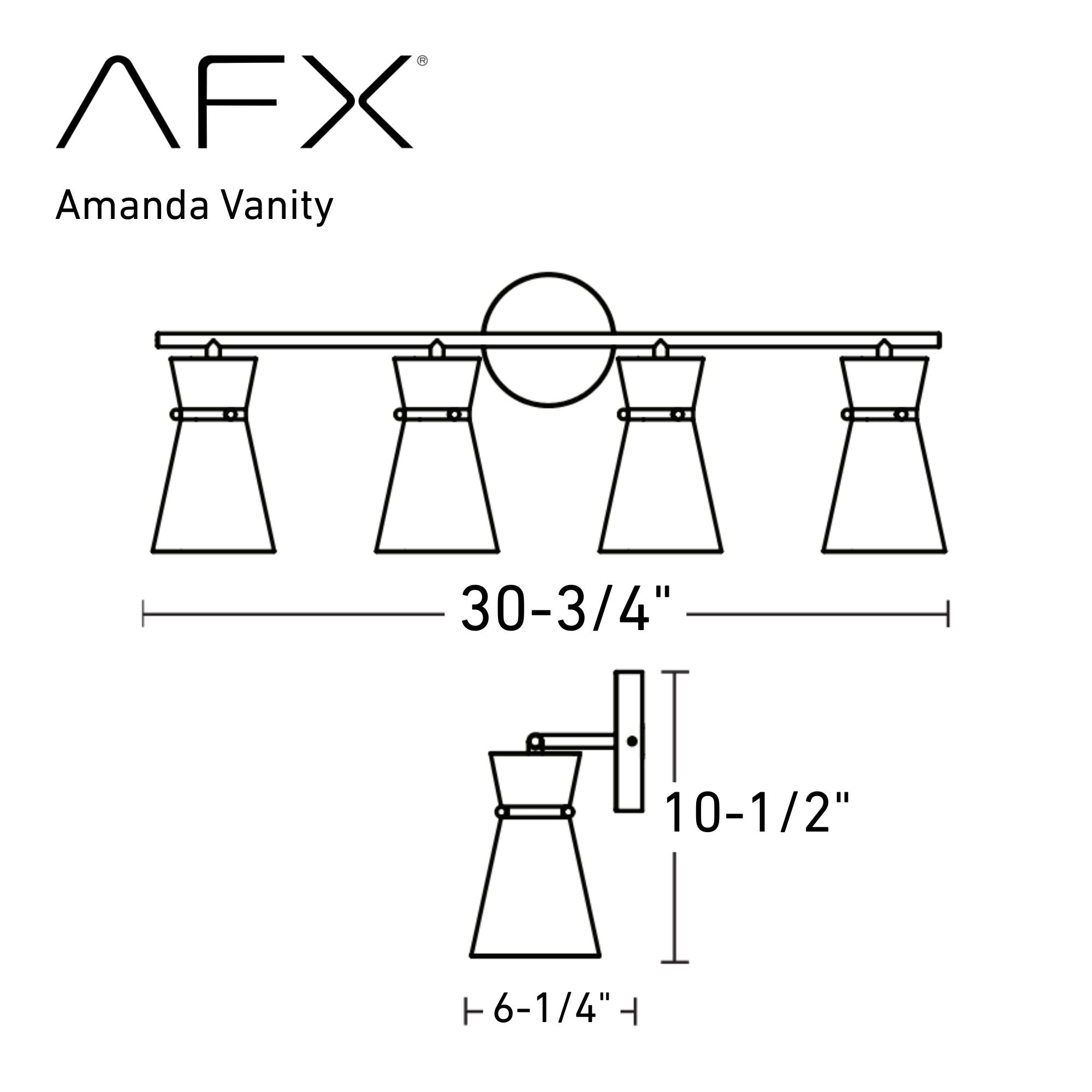 Amanda 31 in. 4 lights Vanity Light Polished Chrome finish - Bees Lighting
