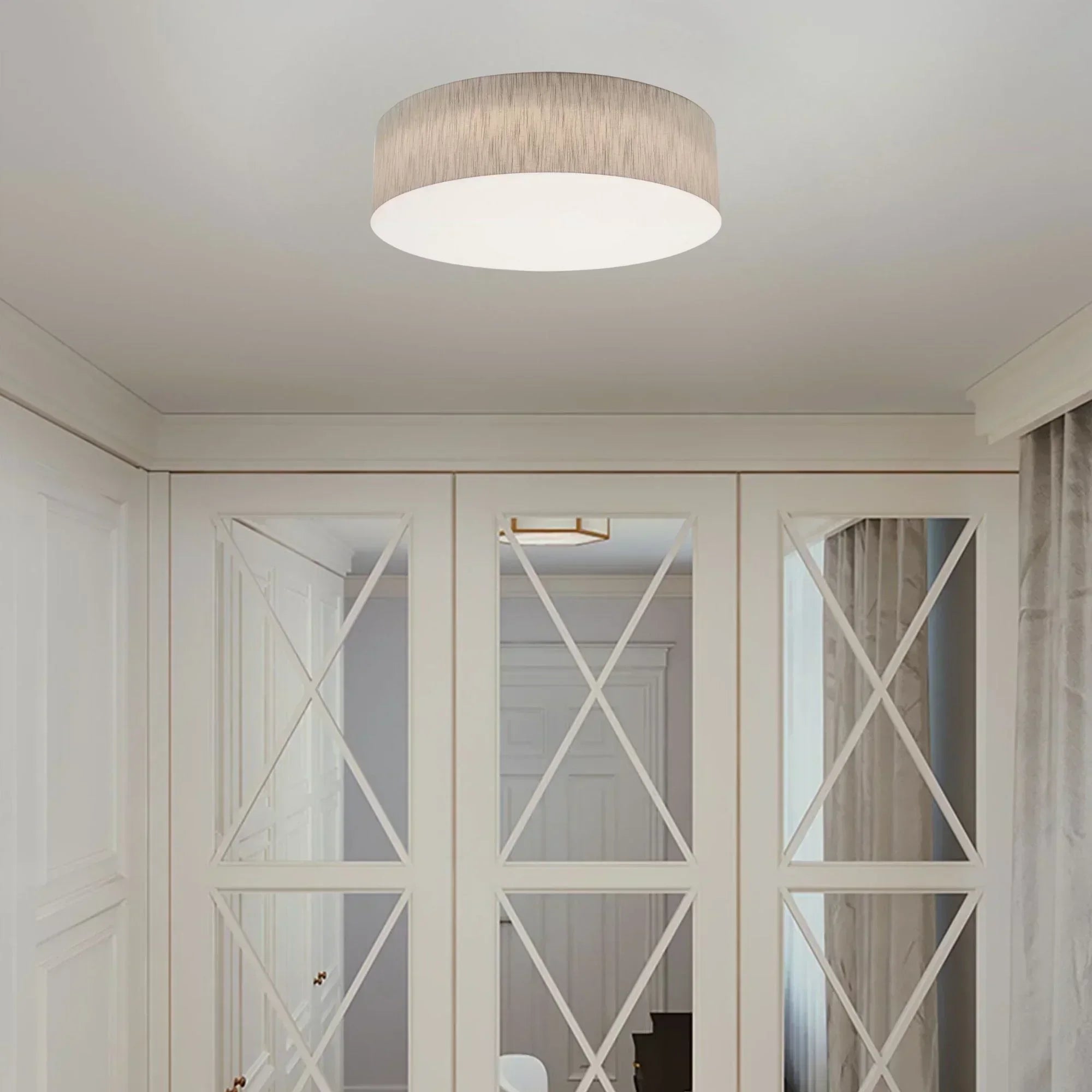 Anton 24" LED Flush Mount, Jute Finish, Battery Backup