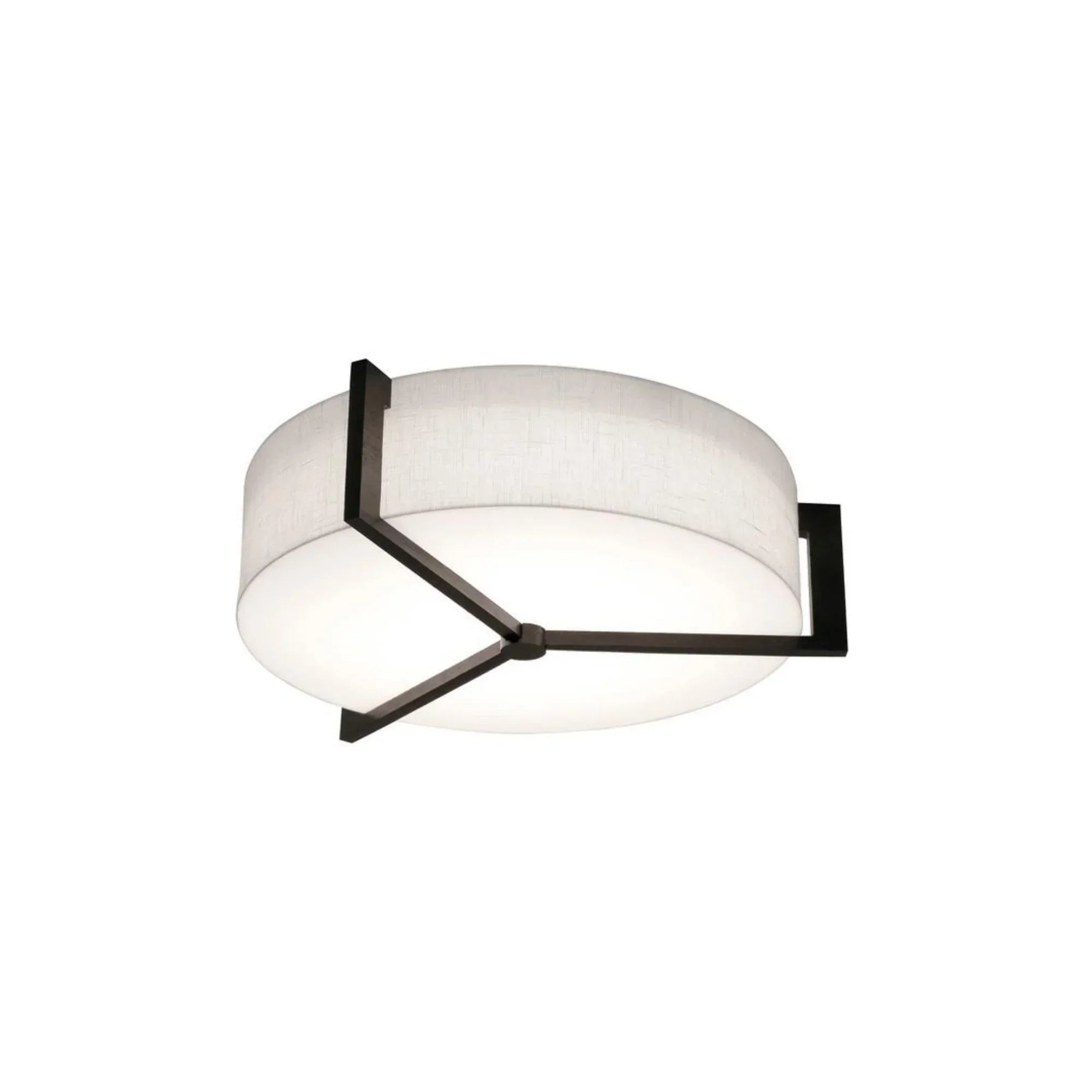 Apex 14" LED Flush Mount, Linen White/Espresso Finish