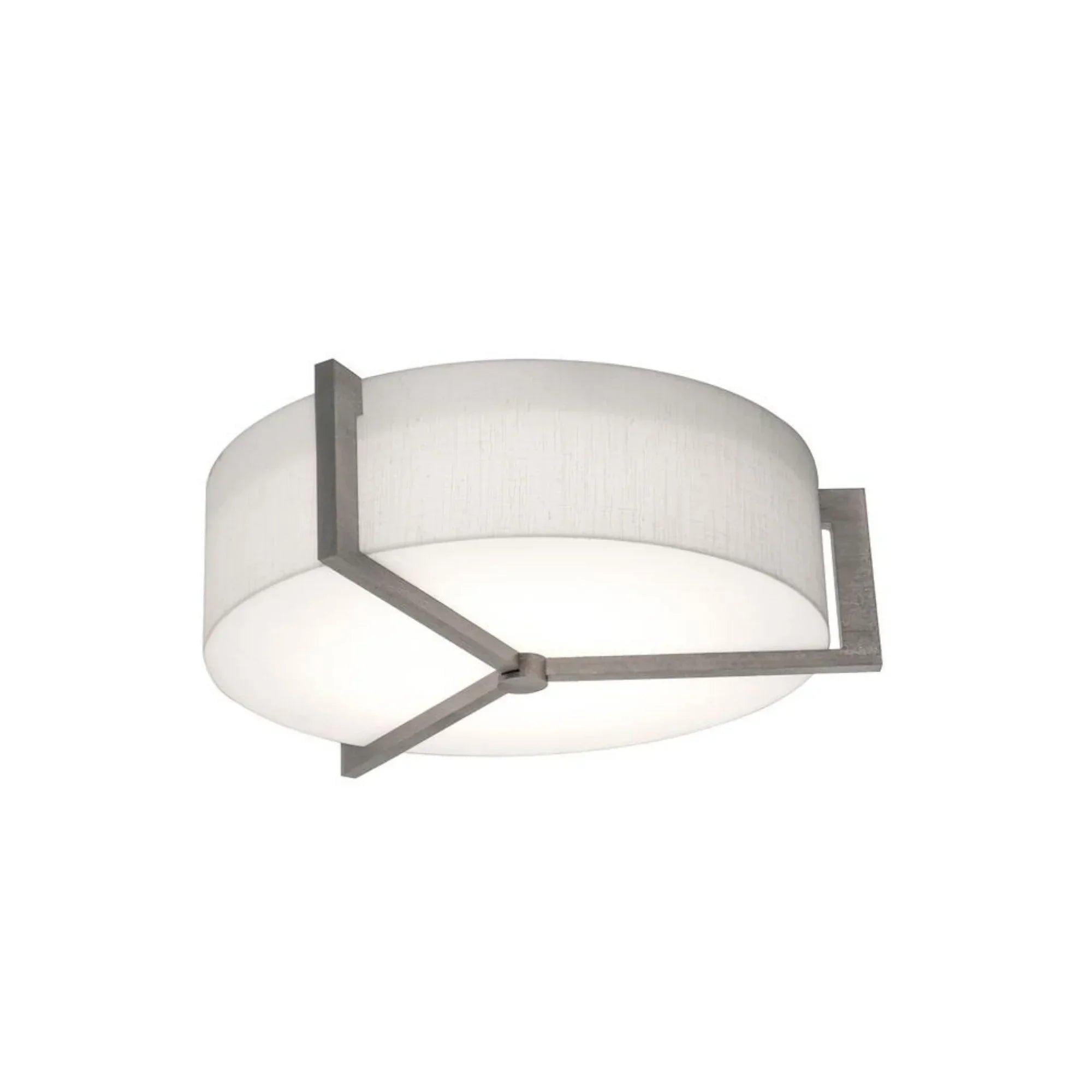 Apex 14" LED Flush Mount, Linen White/Weathered Grey Finish