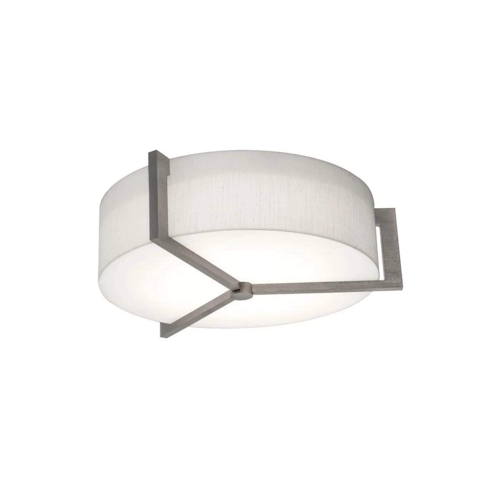 Apex 14" 2-Light Flush Mount, Linen White/Weathered Grey Finish