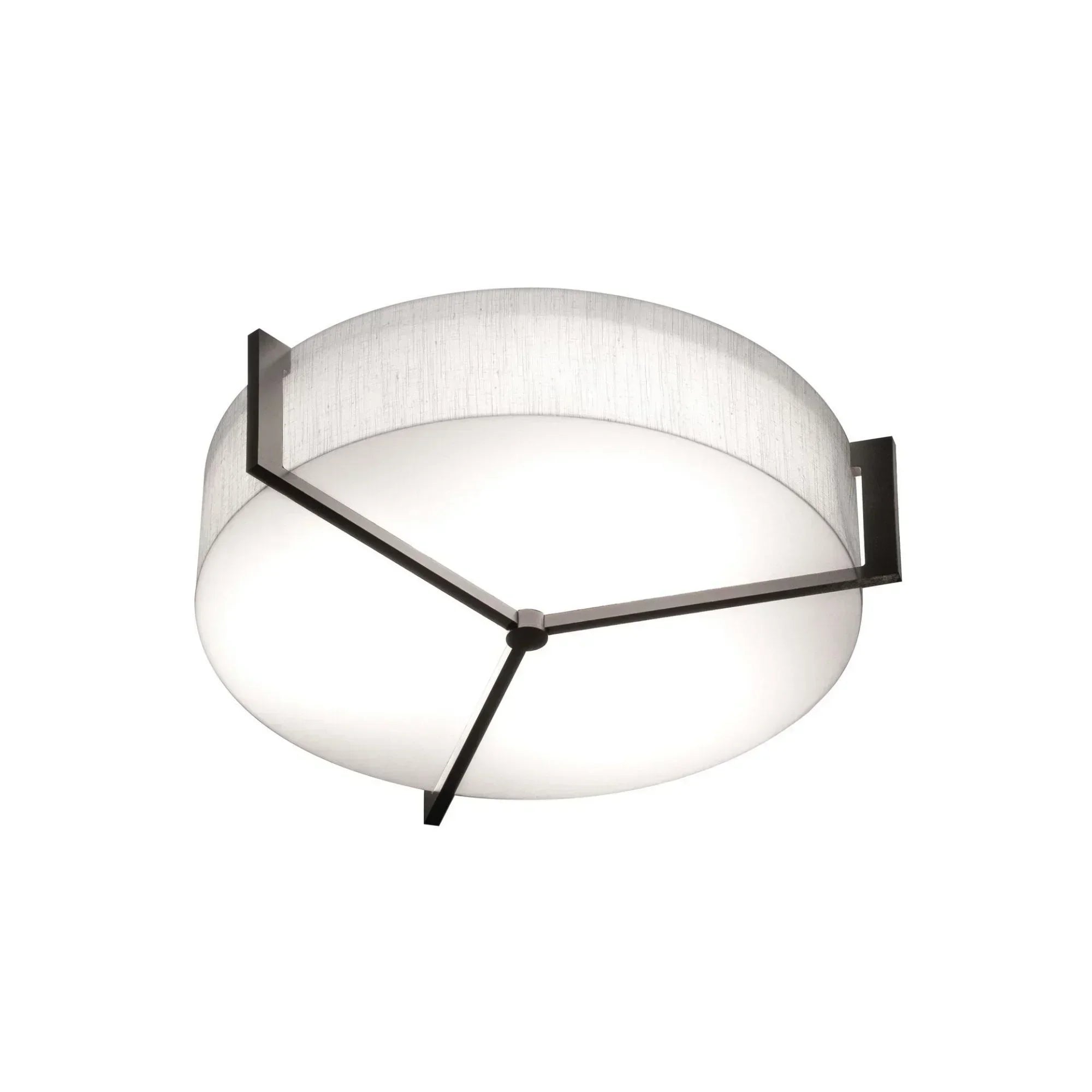 Apex 17" LED Flush Mount, Linen White/Espresso Finish