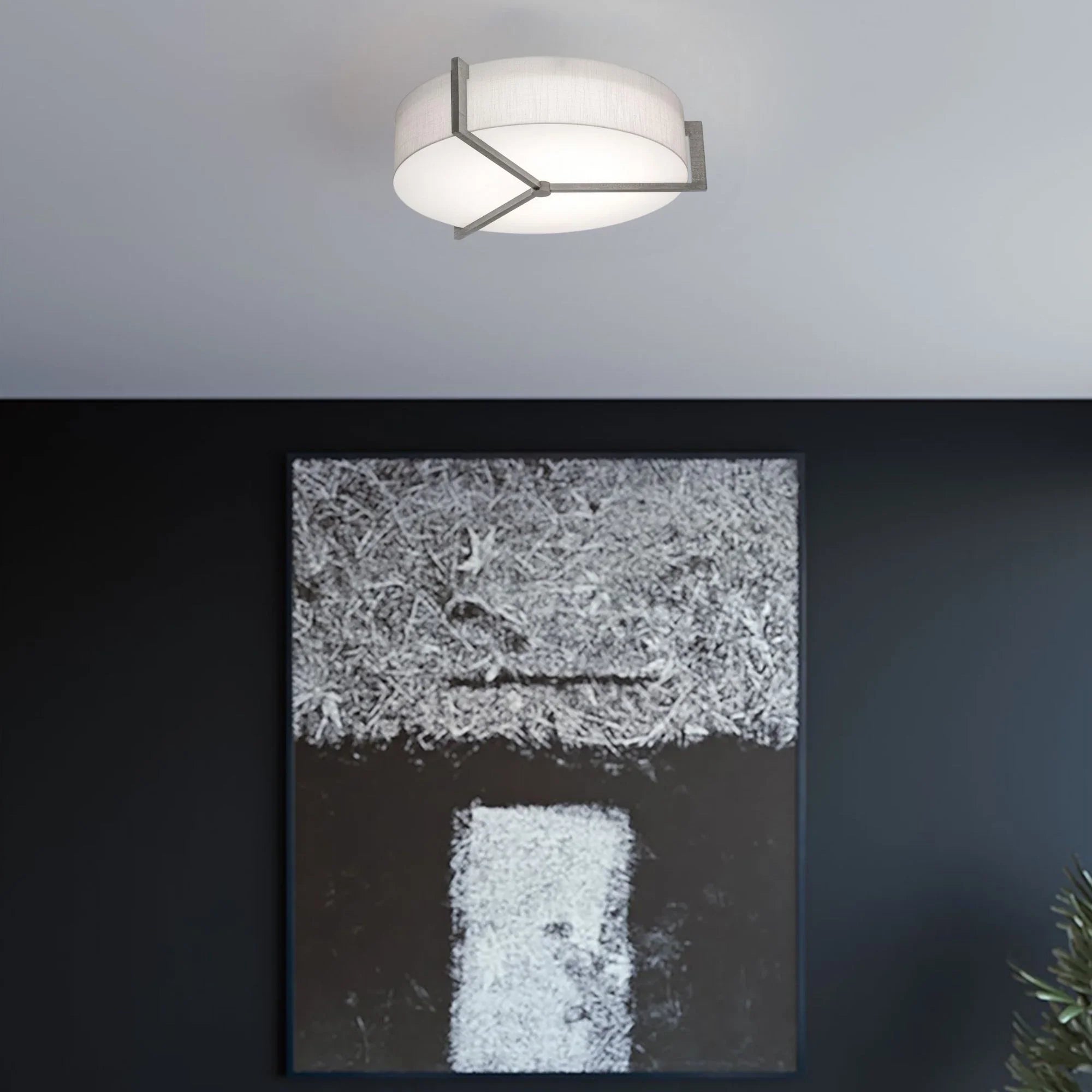 Apex 17" 3-Light Flush Mount, Linen White/Weathered Grey Finish