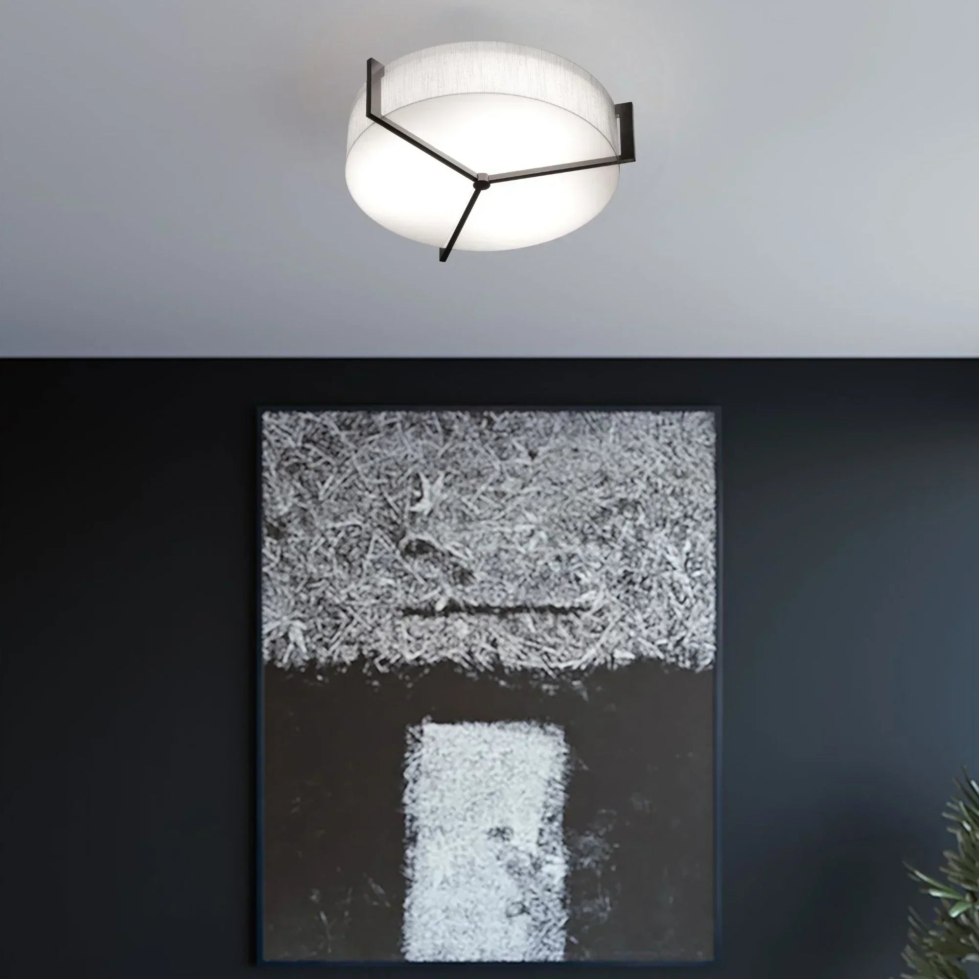 Apex 21" LED Flush Mount, Linen White/Espresso Finish