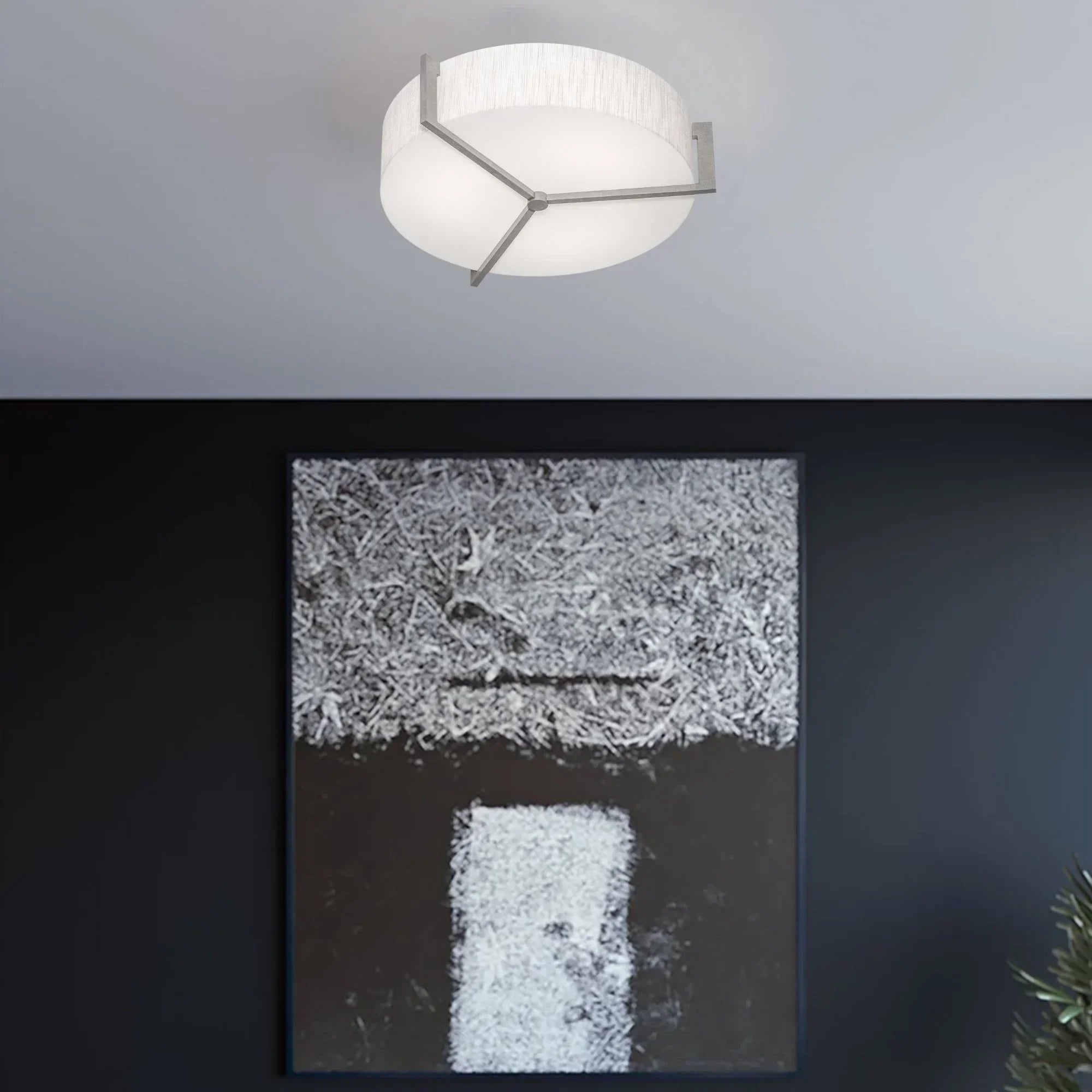 Apex 21" LED Flush Mount, Linen White/Grey Finish