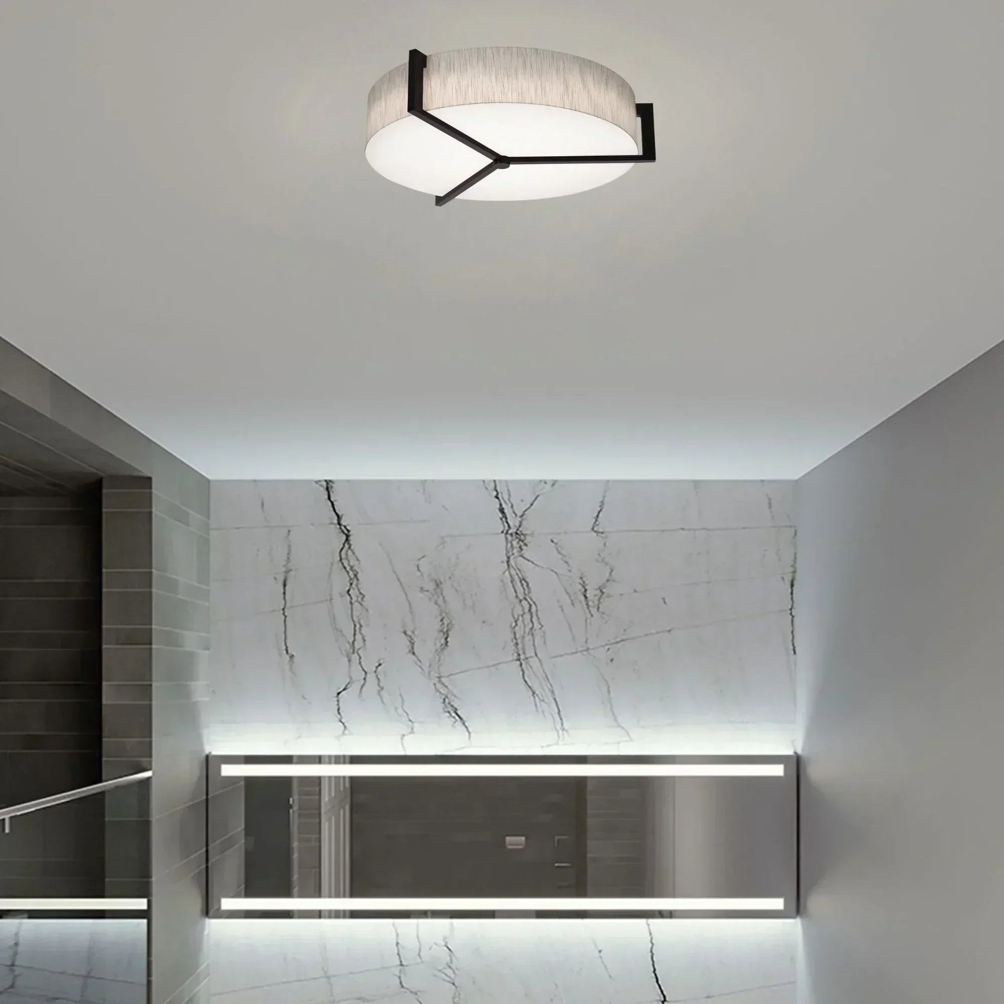 Apex 27" LED Flush Mount, Jute/Espresso Finish