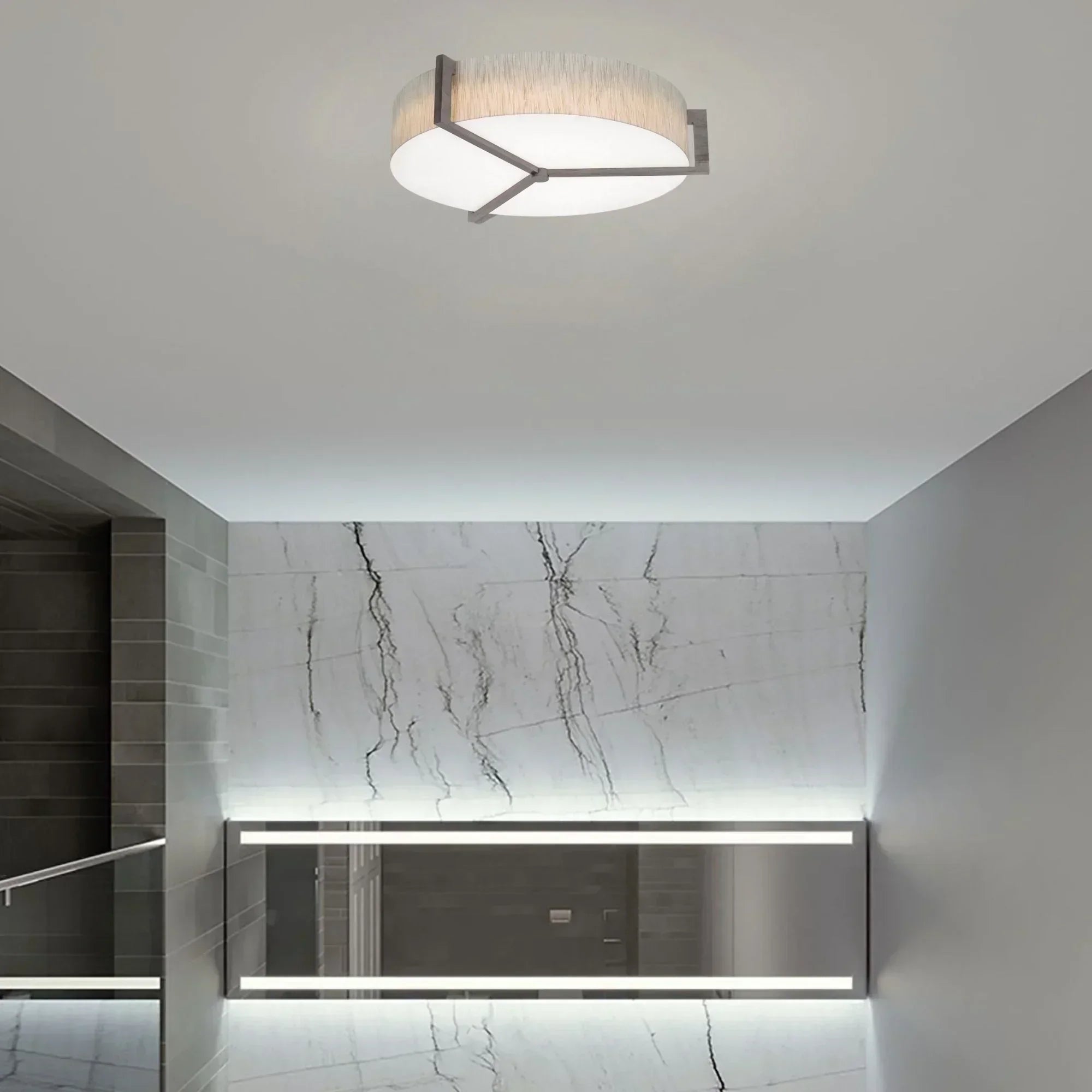 Apex 27" LED Flush Mount, Jute/Grey Finish