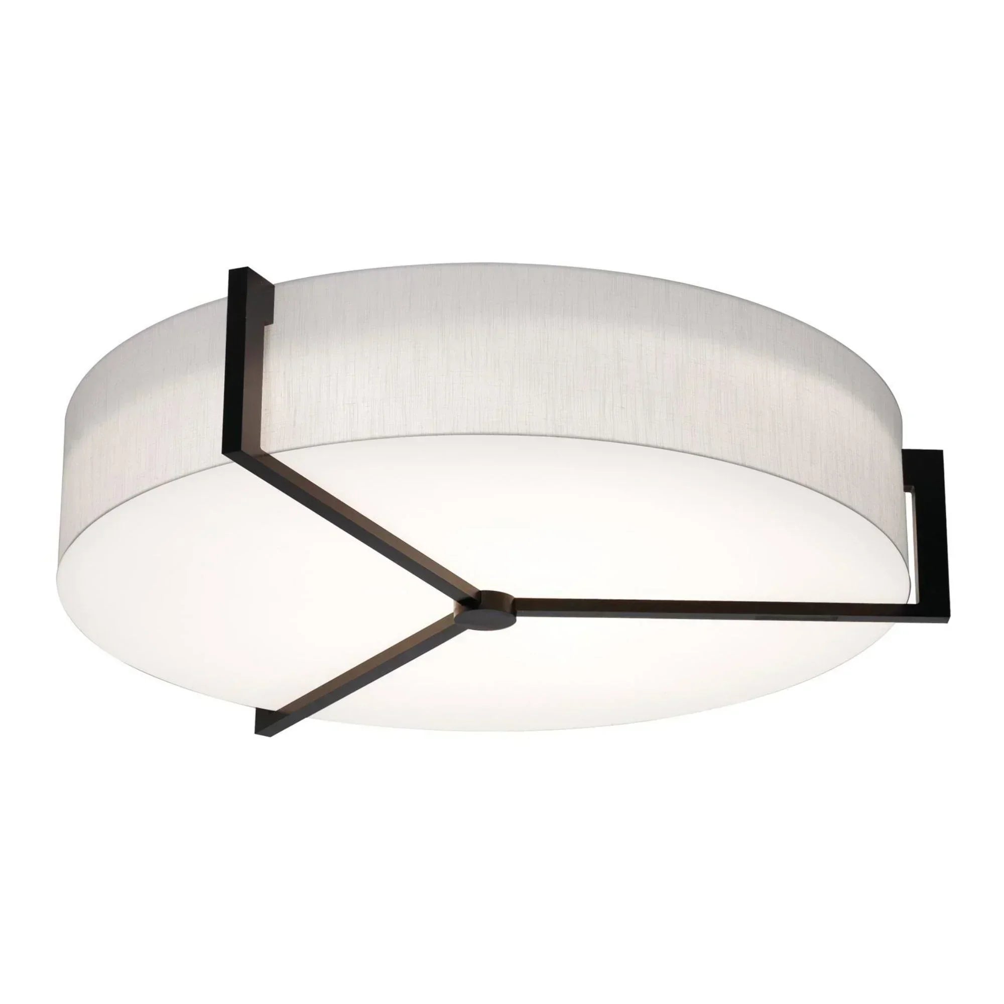 Apex 33" LED Flush Mount, Linen White/Espresso Finish