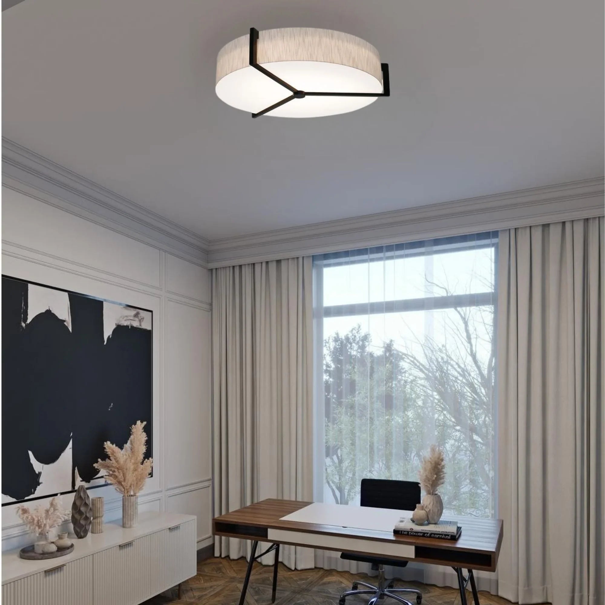 Apex 33" 4-Light Flush Mount, Jute/Espresso Finish