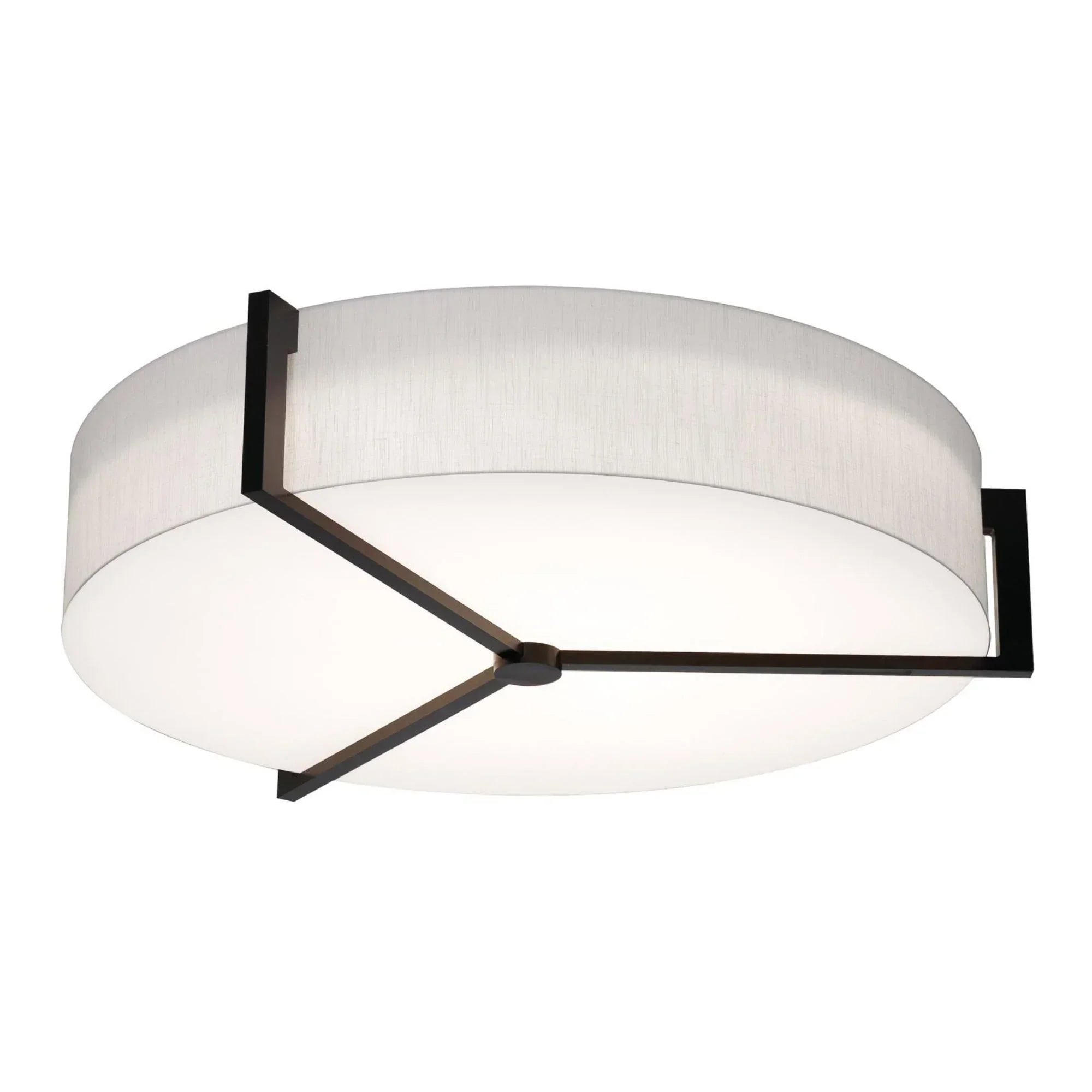 Apex 33" 4-Light Flush Mount, Linen White/Espresso Finish